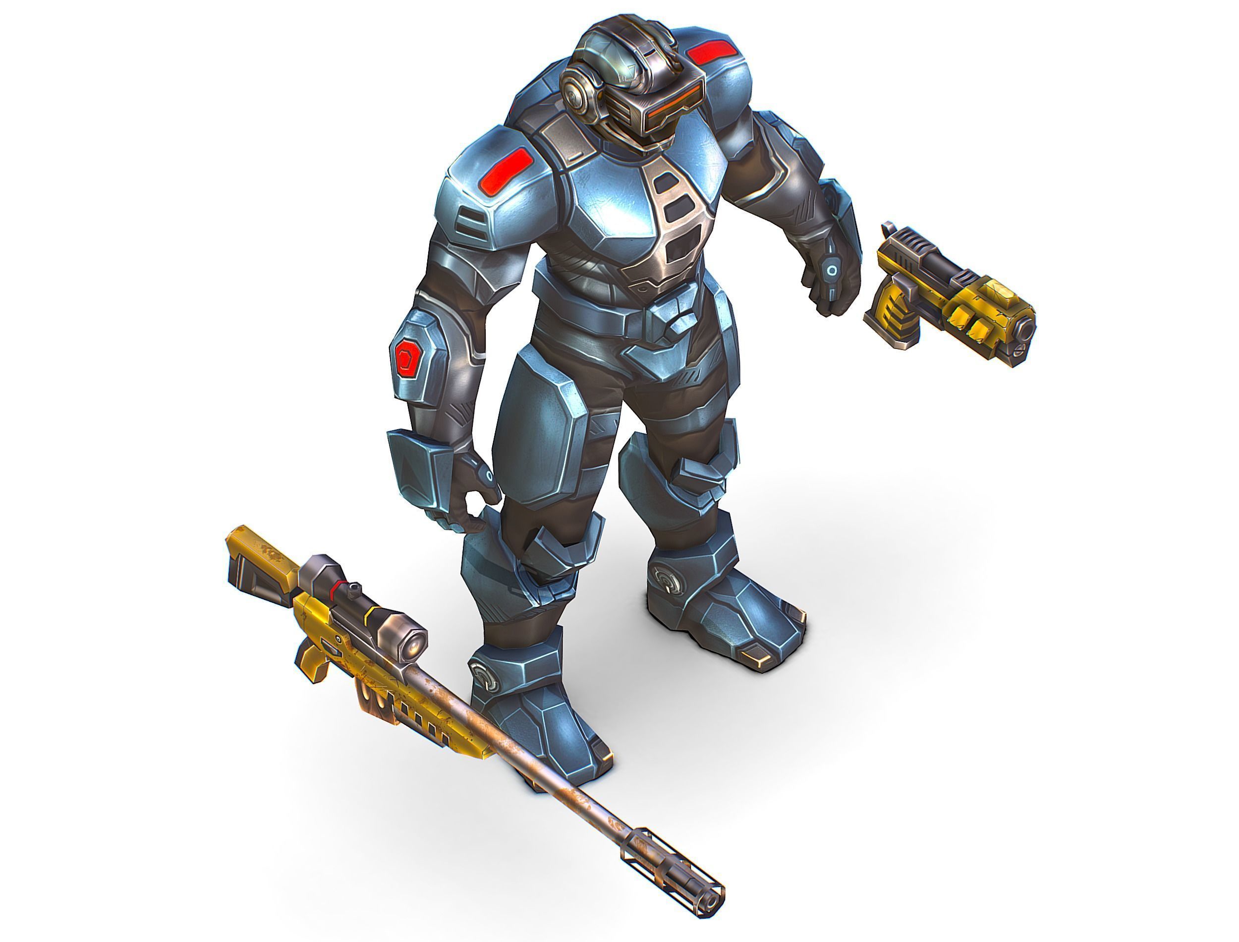 Cartoon Sci-Fi Cyborg Drone Sniper Soldier Low-poly 3D model_15