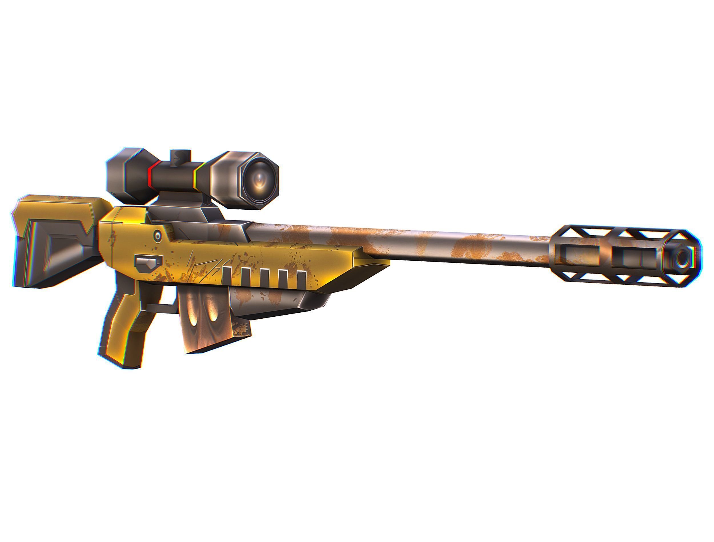 Cartoon Sci-Fi Cyborg Drone Sniper Soldier Low-poly 3D model_57