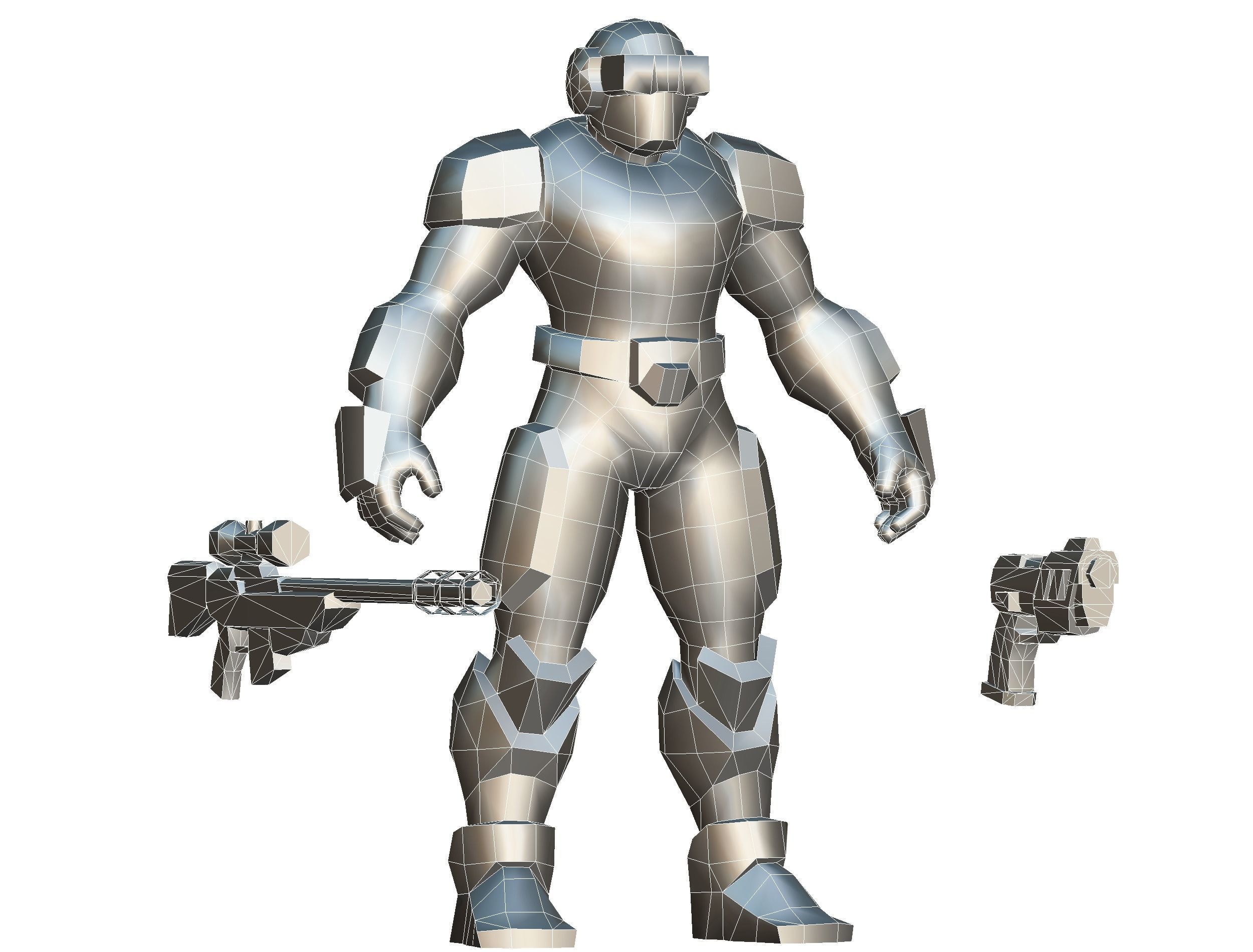 Cartoon Sci-Fi Cyborg Drone Sniper Soldier Low-poly 3D model_79