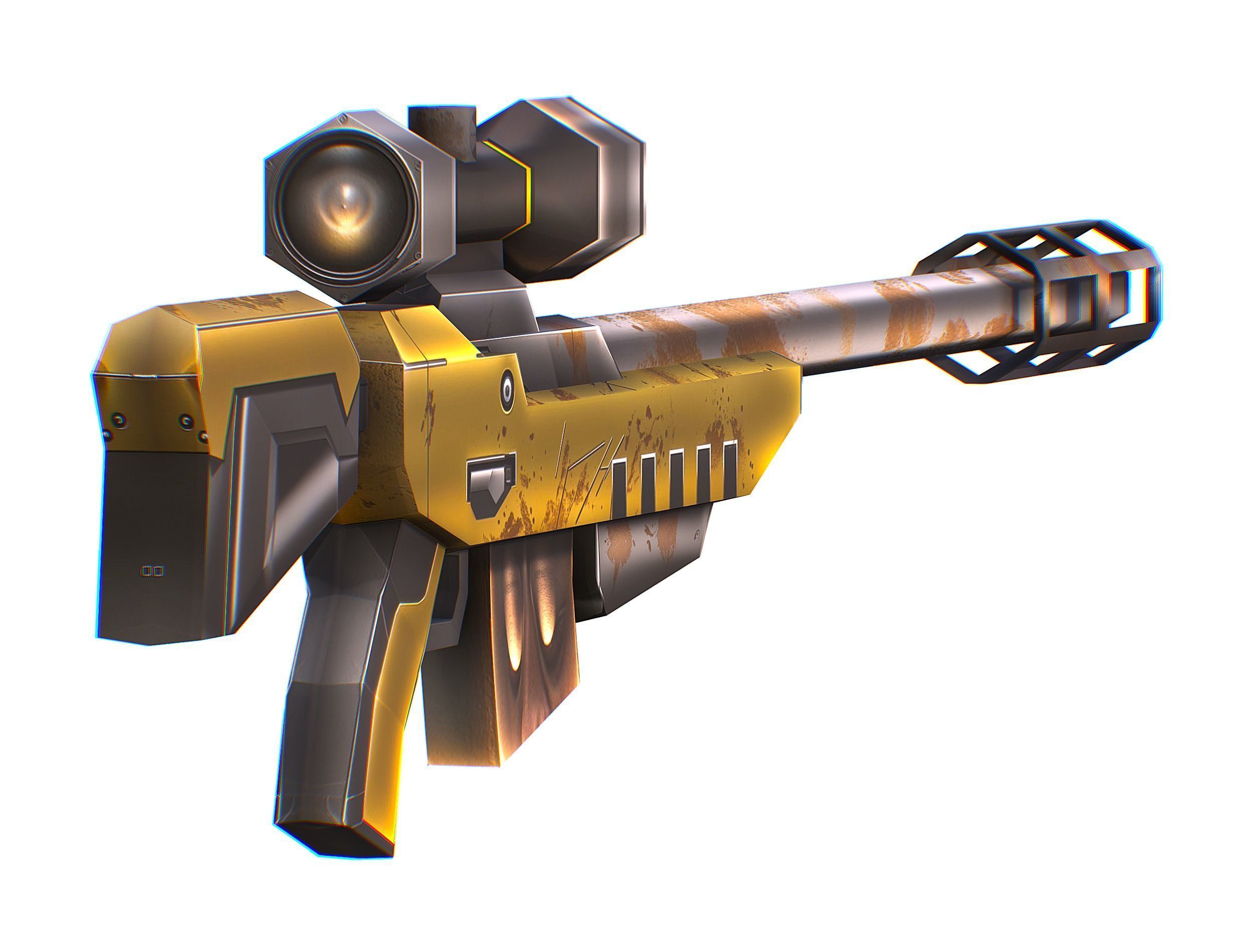 Cartoon Sci-Fi Cyborg Drone Sniper Soldier Low-poly 3D model_72