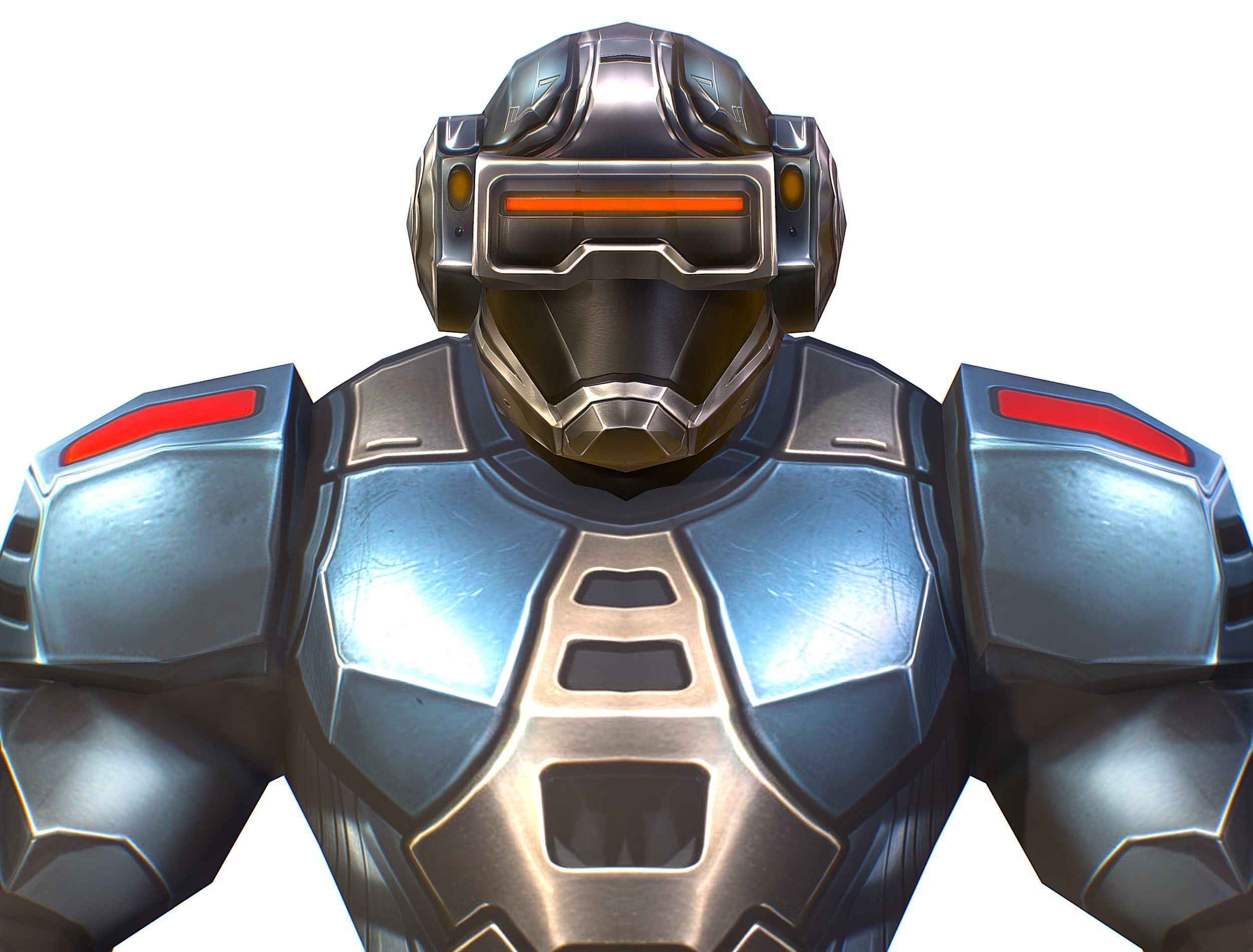 Cartoon Sci-Fi Cyborg Drone Sniper Soldier Low-poly 3D model_19