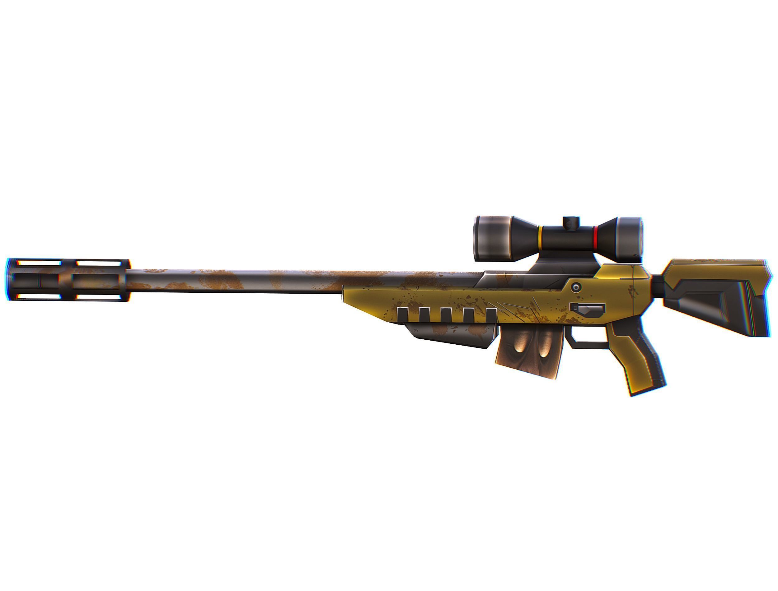 Cartoon Sci-Fi Cyborg Drone Sniper Soldier Low-poly 3D model_66