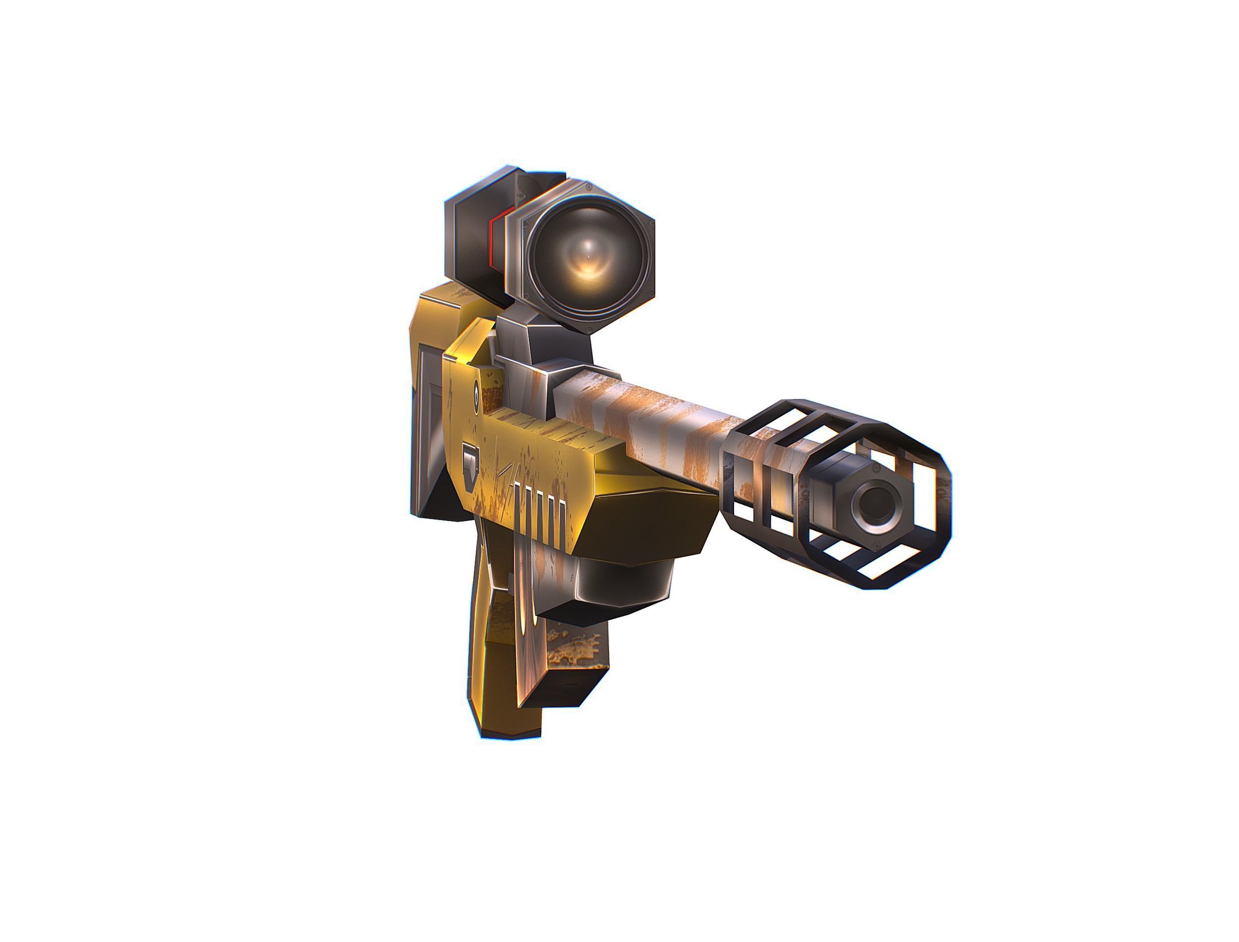 Cartoon Sci-Fi Cyborg Drone Sniper Soldier Low-poly 3D model_60