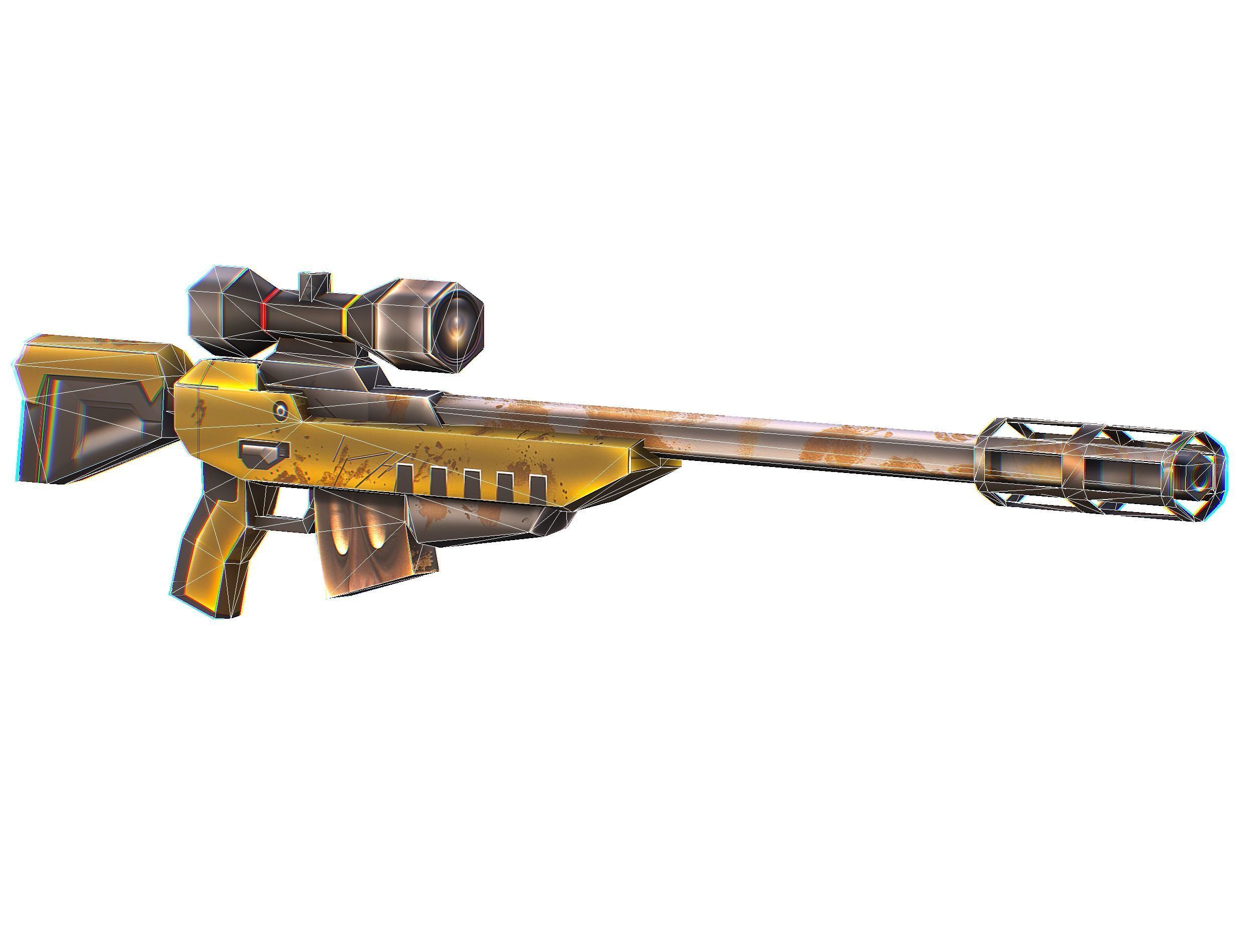 Cartoon Sci-Fi Cyborg Drone Sniper Soldier Low-poly 3D model_74