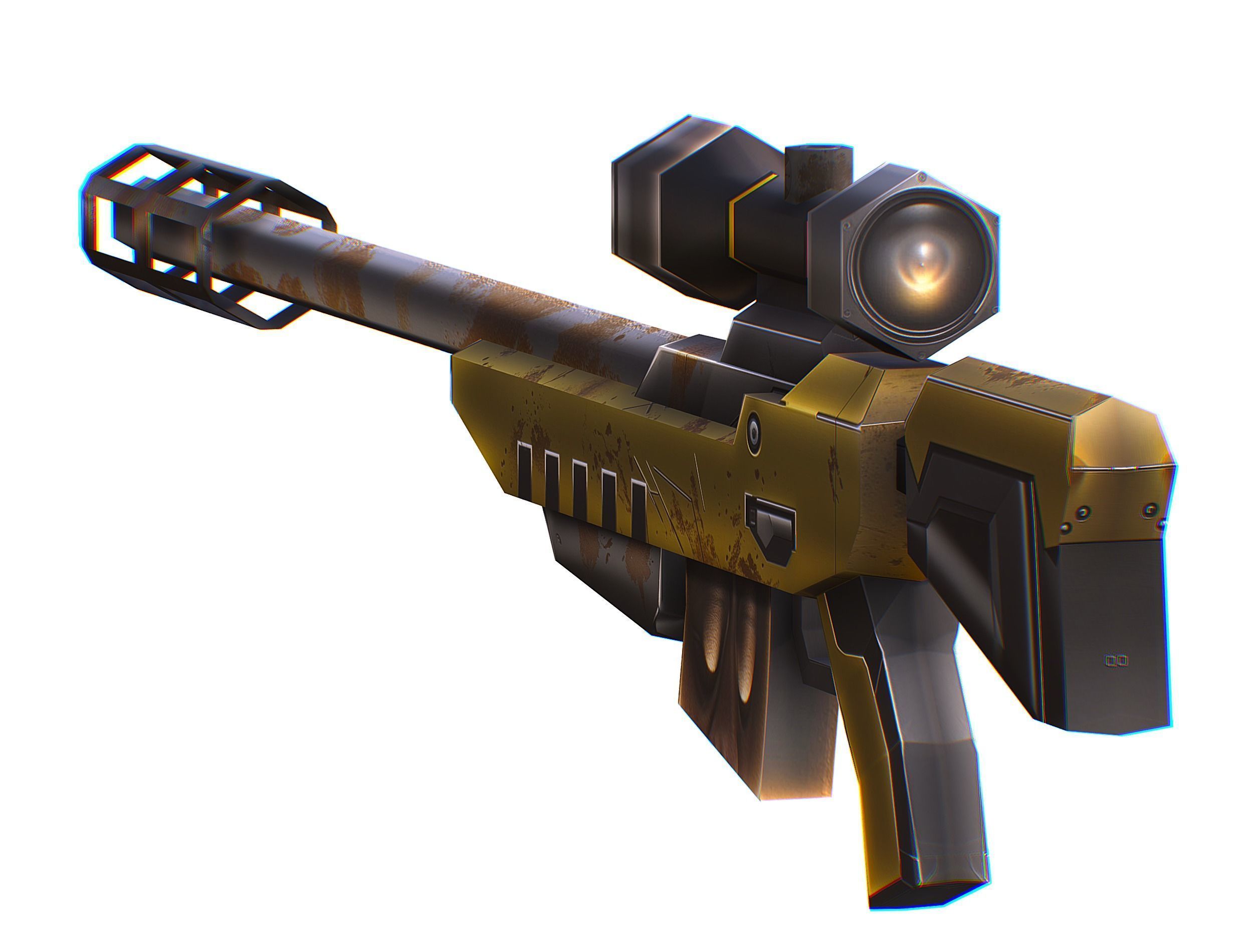 Cartoon Sci-Fi Cyborg Drone Sniper Soldier Low-poly 3D model_69