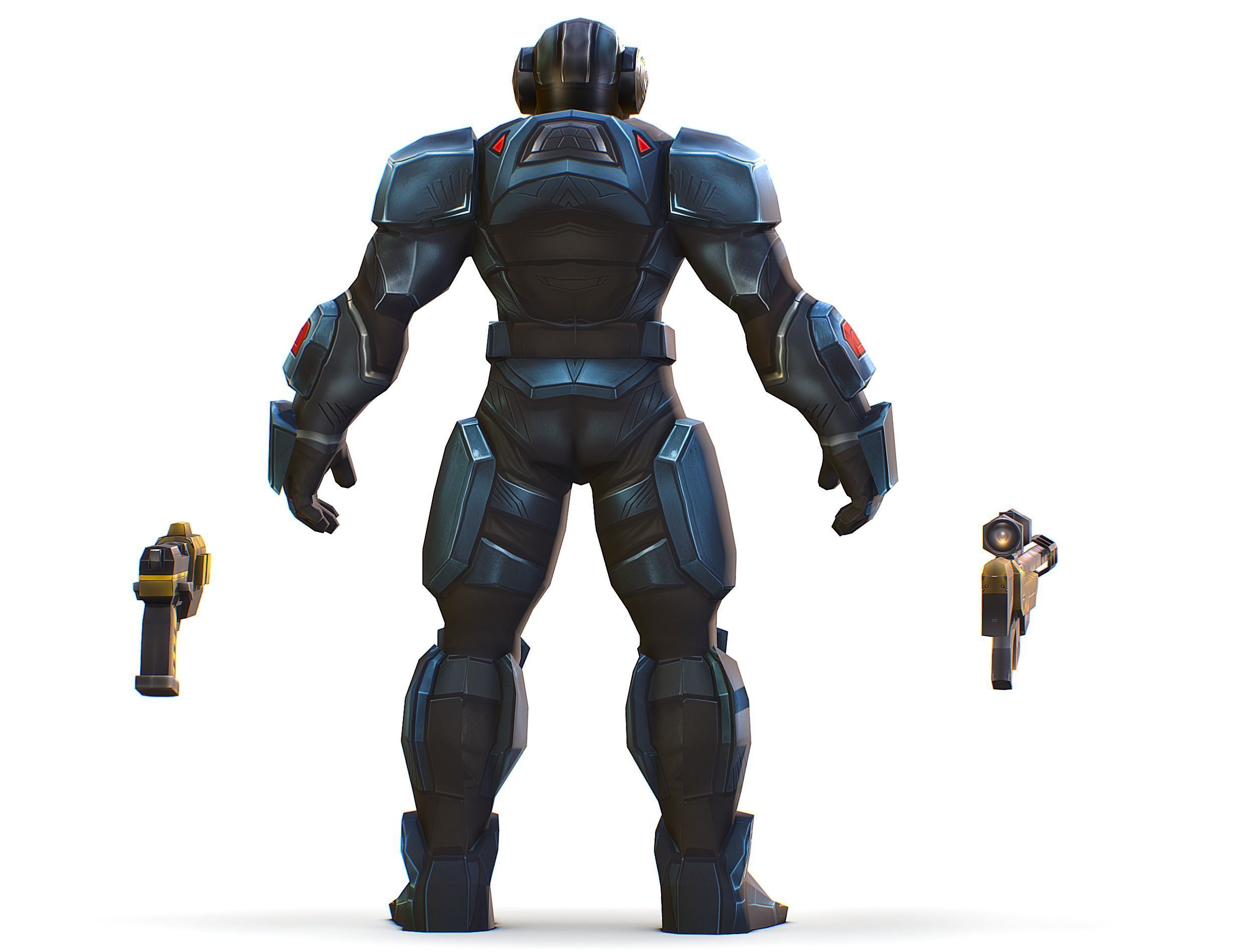 Cartoon Sci-Fi Cyborg Drone Sniper Soldier Low-poly 3D model_9