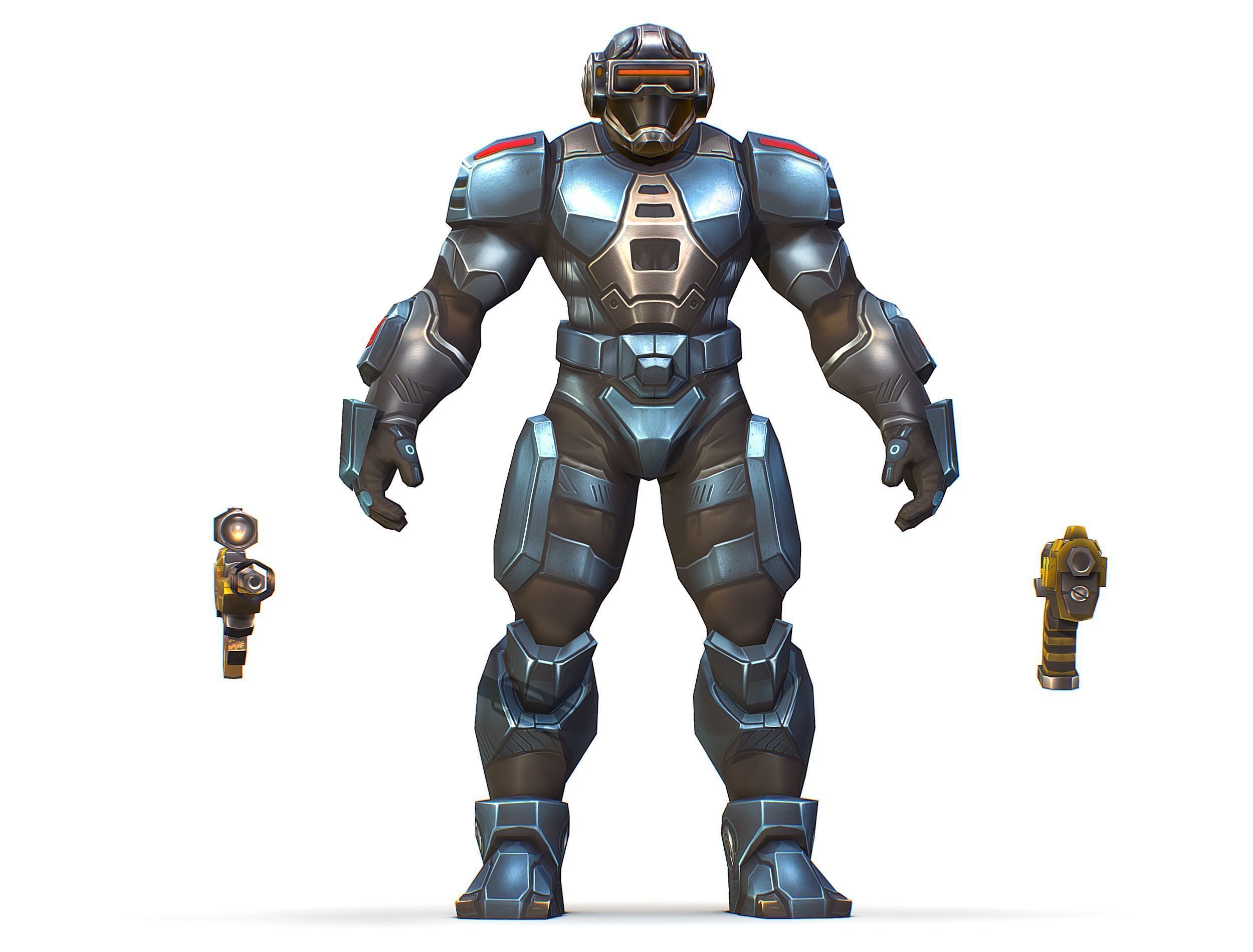 Cartoon Sci-Fi Cyborg Drone Sniper Soldier Low-poly 3D model_14