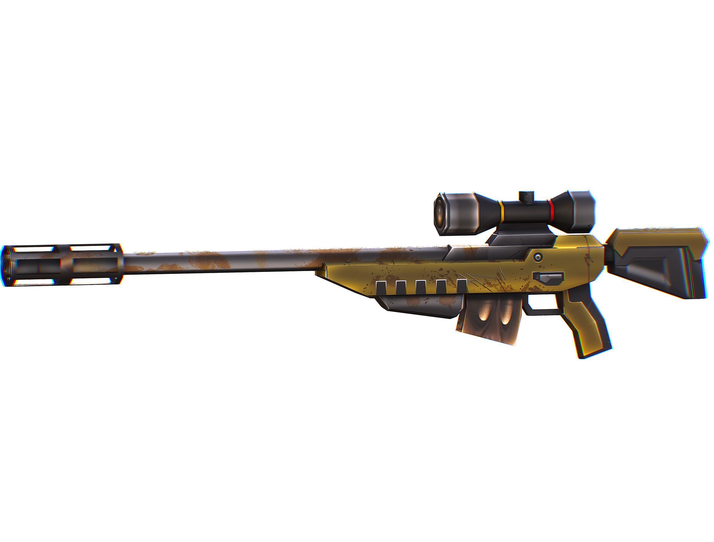 Cartoon Sci-Fi Cyborg Drone Sniper Soldier Low-poly 3D model_65