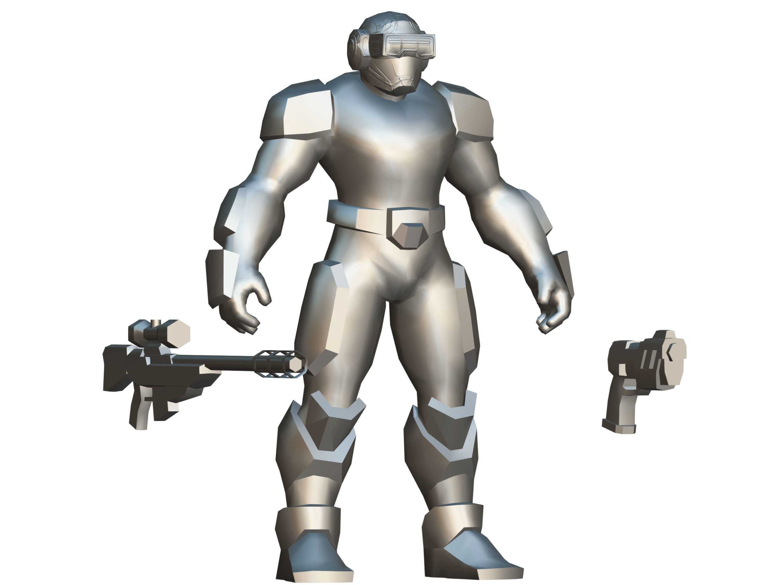 Cartoon Sci-Fi Cyborg Drone Sniper Soldier Low-poly 3D model_80