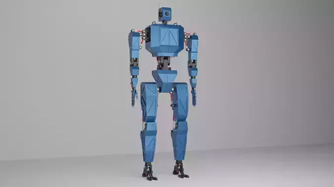 Industrial Piston Bot Character Low-poly 3D model
