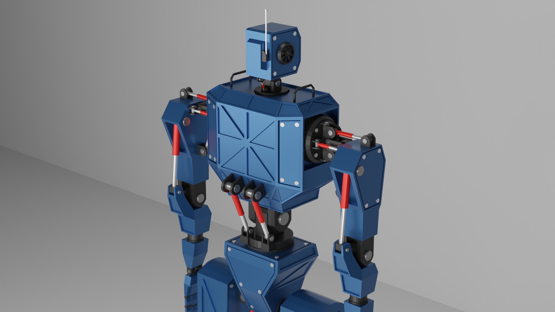 Industrial Piston Bot Character Low-poly 3D model_4