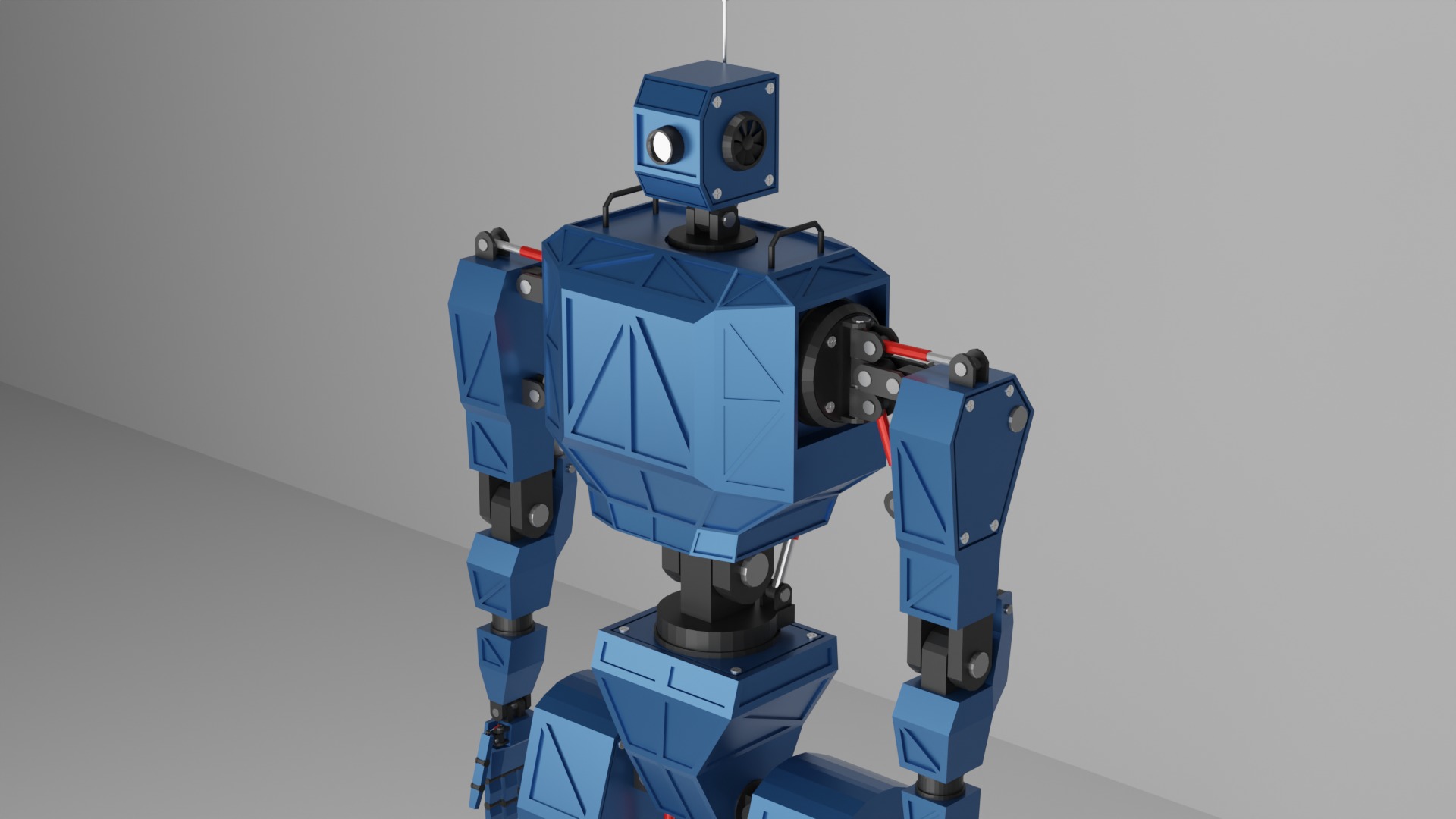 Industrial Piston Bot Character Low-poly 3D model_2