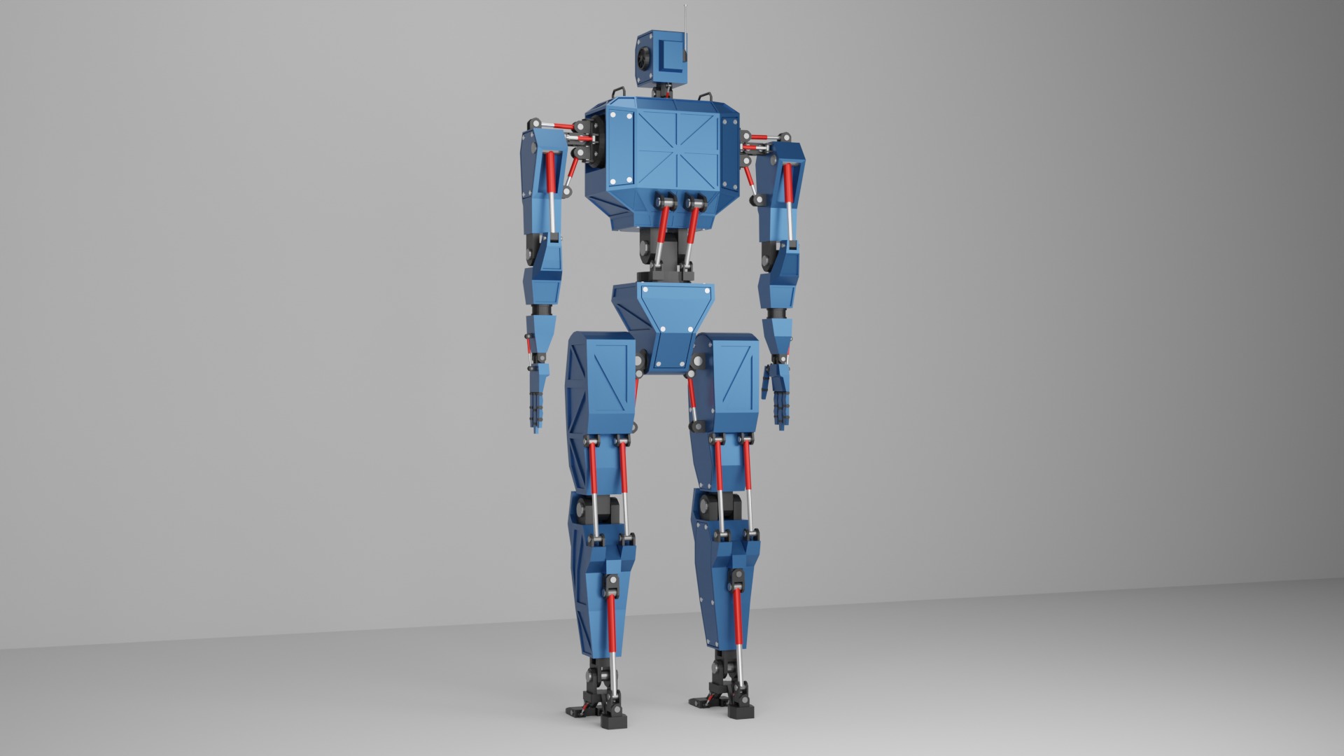 Industrial Piston Bot Character Low-poly 3D model_5