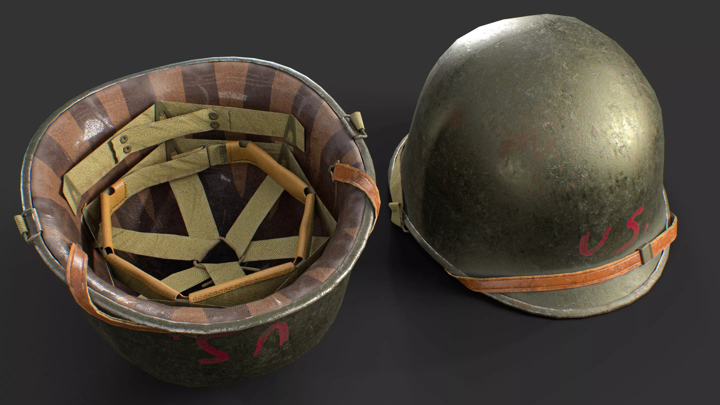 US M1 Helmet WWII Low-poly 3D model