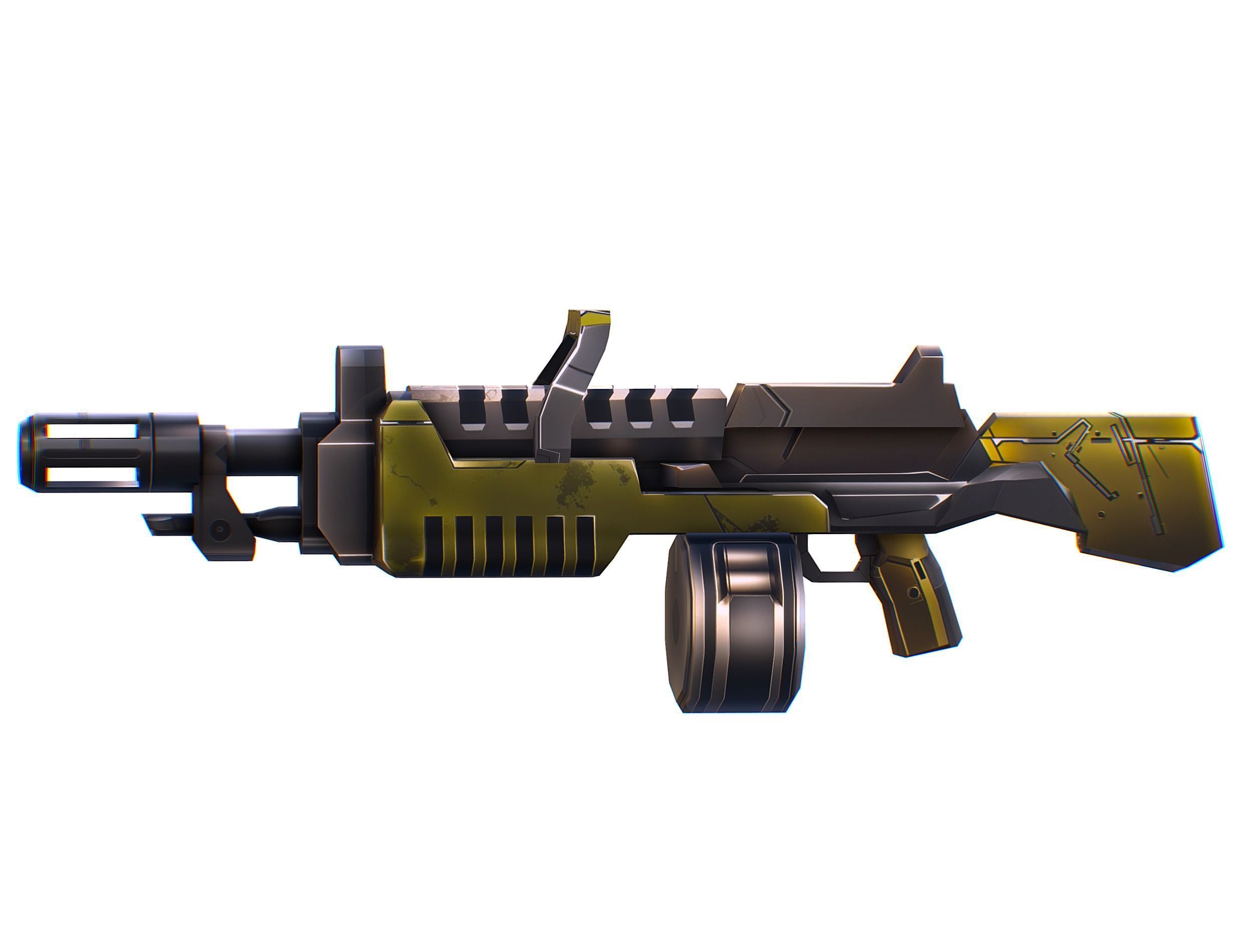 Cartoon Sci-Fi Cyborg Drone Heavy Machine Gunner Low-poly 3D model_65