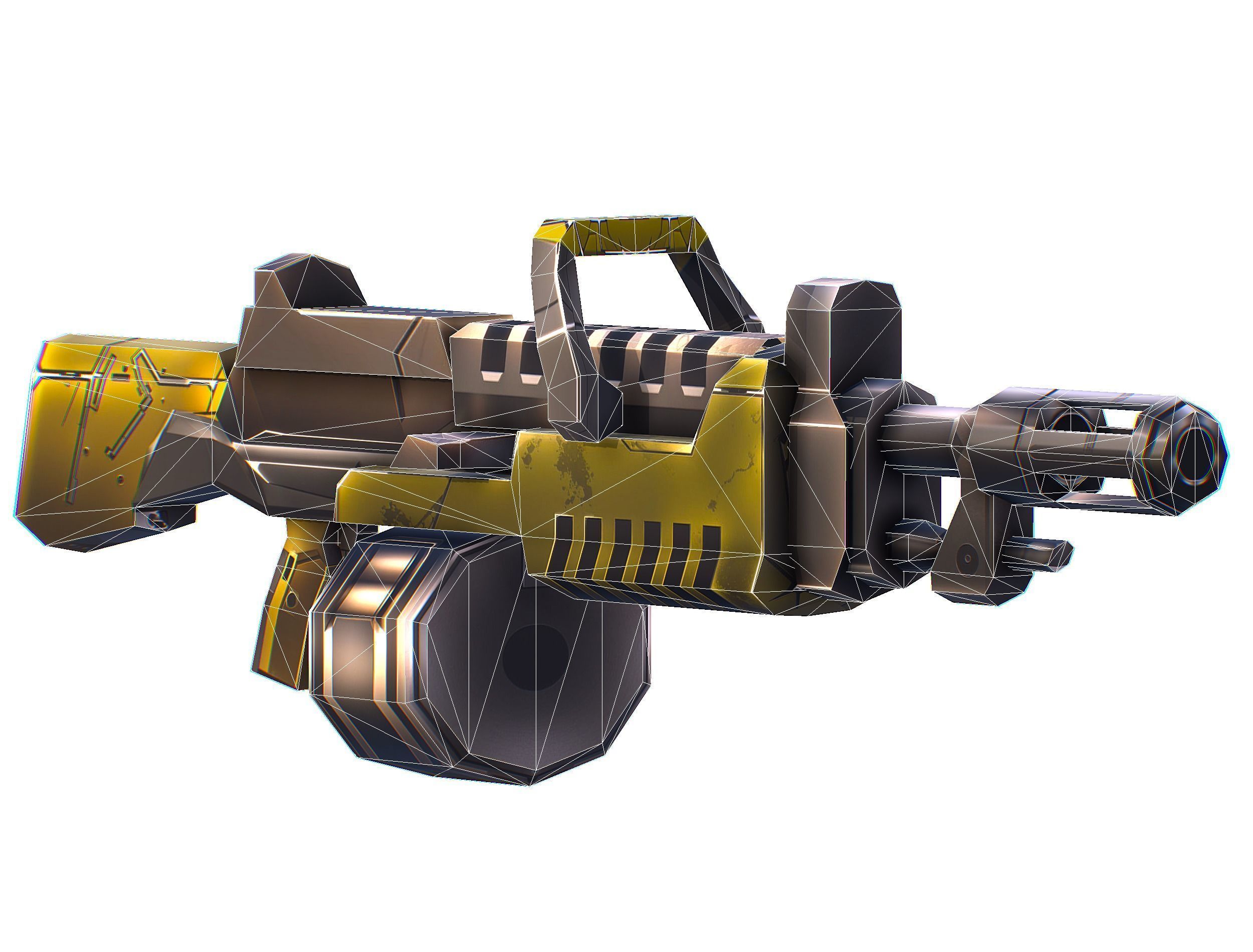 Cartoon Sci-Fi Cyborg Drone Heavy Machine Gunner Low-poly 3D model_74