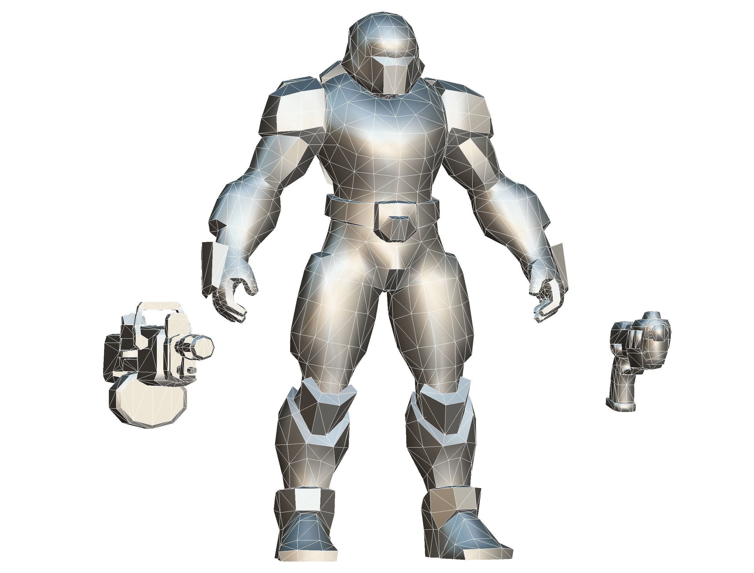 Cartoon Sci-Fi Cyborg Drone Heavy Machine Gunner Low-poly 3D model_79