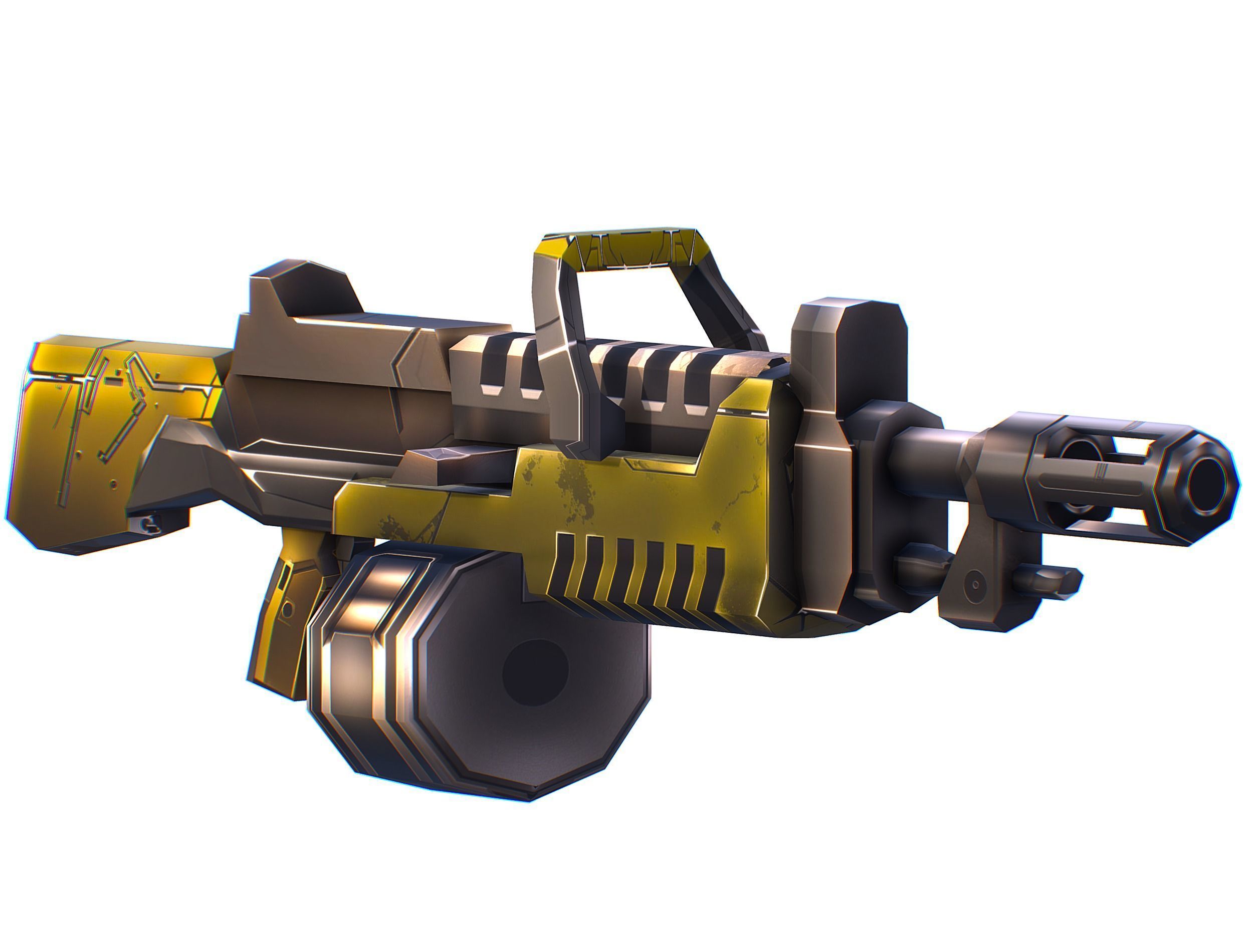 Cartoon Sci-Fi Cyborg Drone Heavy Machine Gunner Low-poly 3D model_57