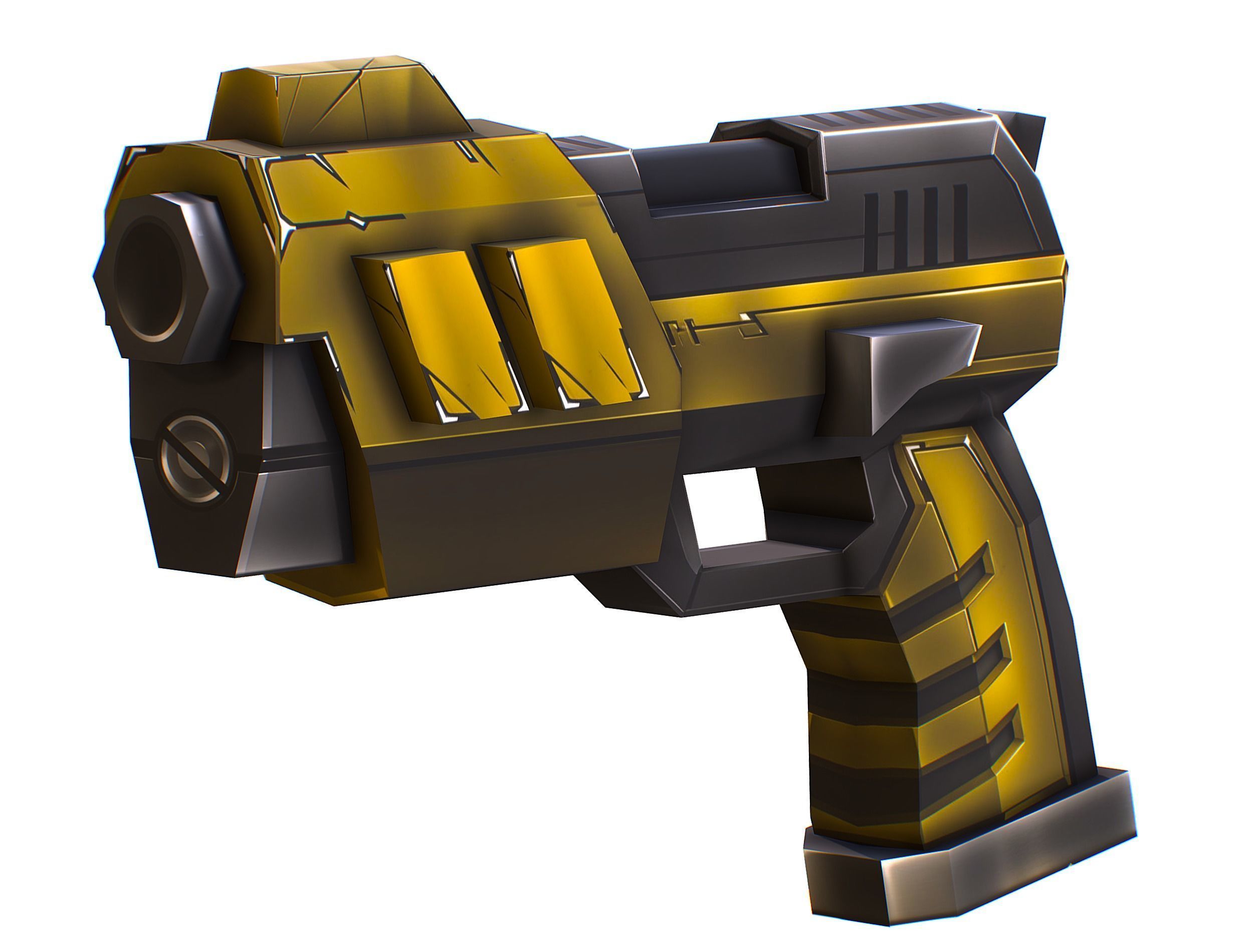 Cartoon Sci-Fi Cyborg Drone Heavy Machine Gunner Low-poly 3D model_40