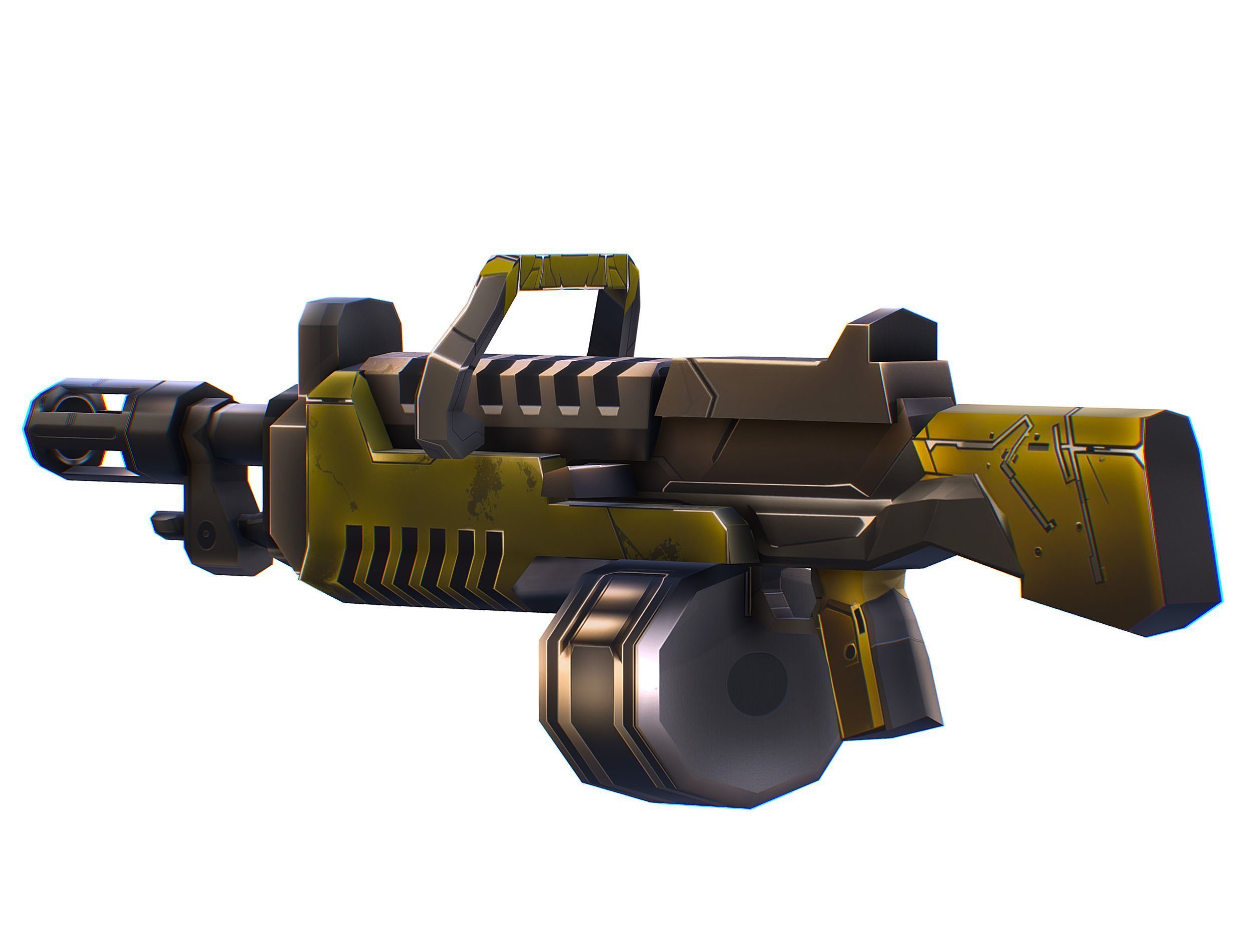 Cartoon Sci-Fi Cyborg Drone Heavy Machine Gunner Low-poly 3D model_67