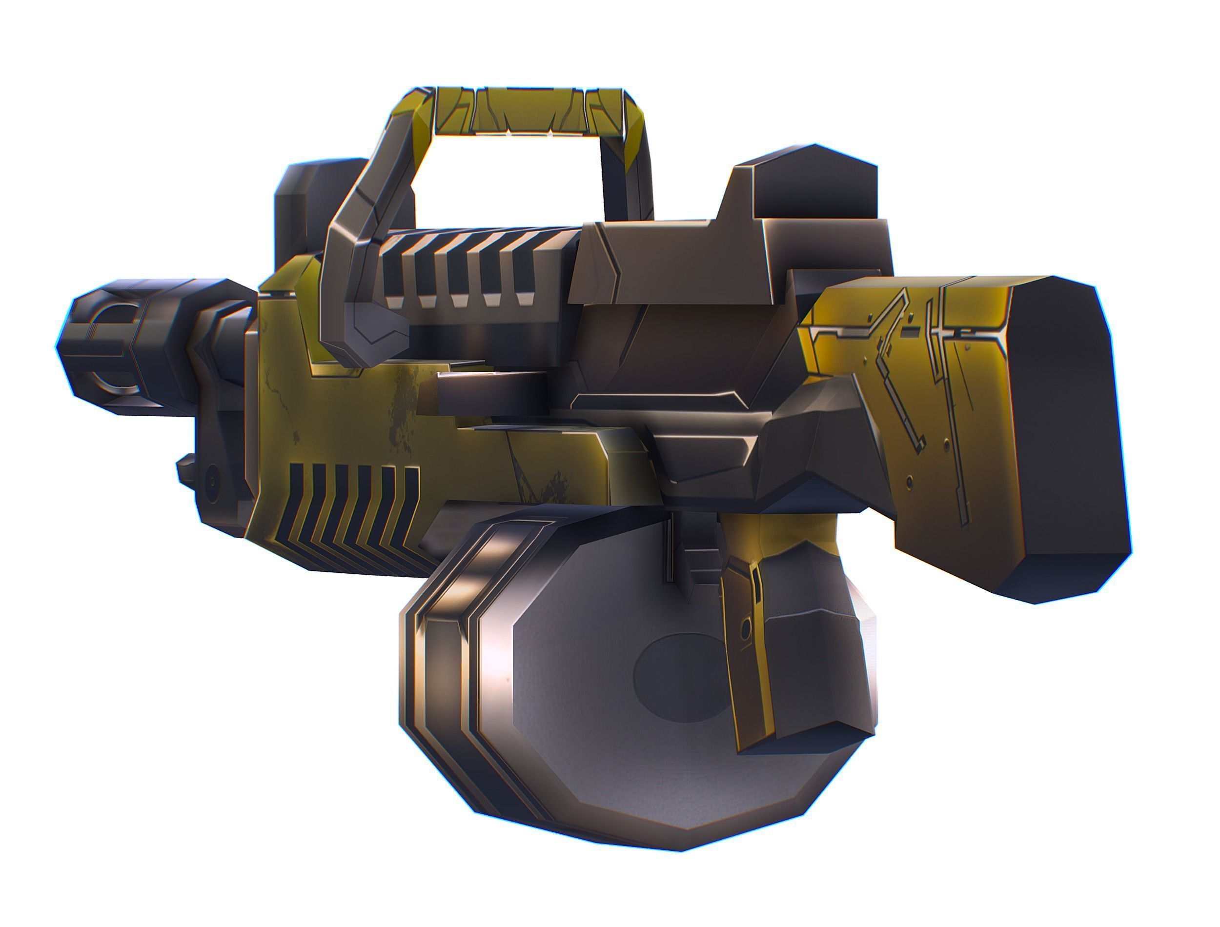 Cartoon Sci-Fi Cyborg Drone Heavy Machine Gunner Low-poly 3D model_68
