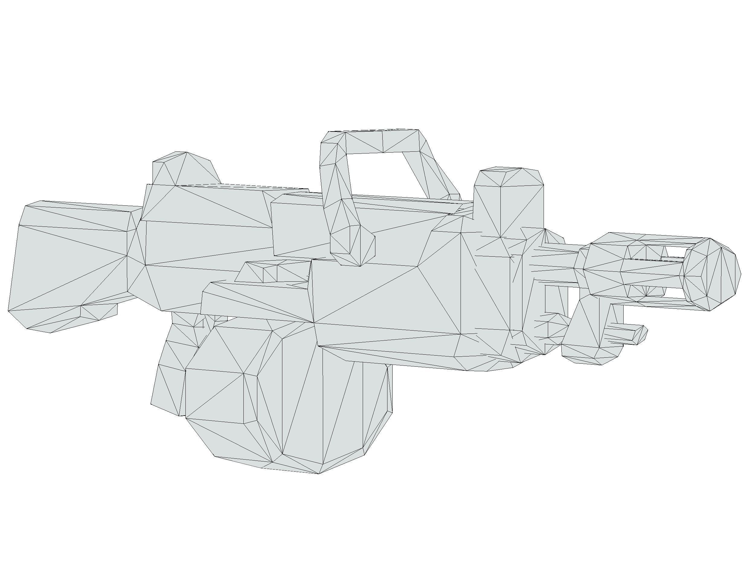 Cartoon Sci-Fi Cyborg Drone Heavy Machine Gunner Low-poly 3D model_77