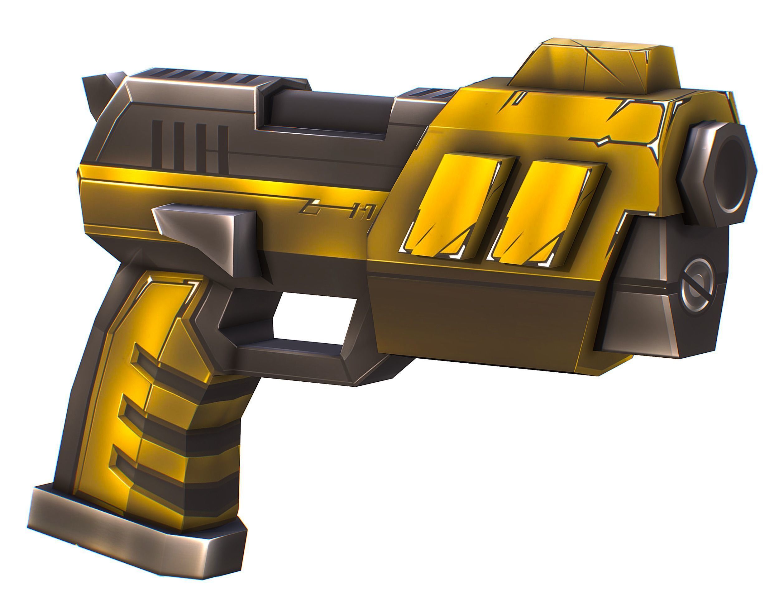 Cartoon Sci-Fi Cyborg Drone Heavy Machine Gunner Low-poly 3D model_35