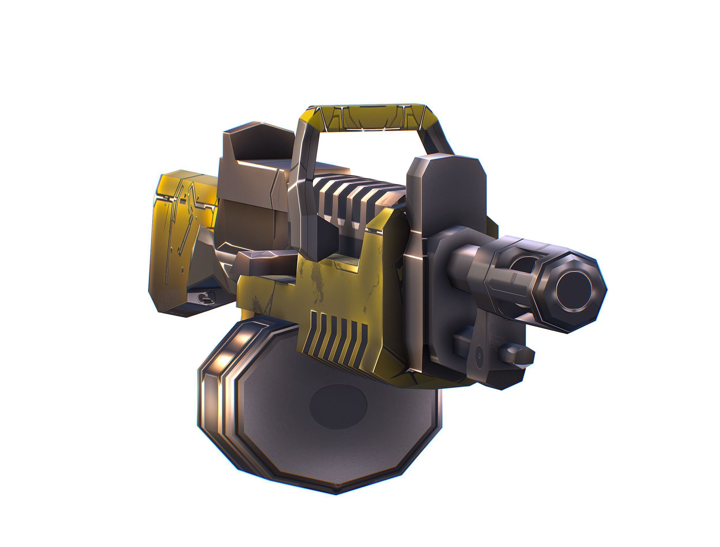 Cartoon Sci-Fi Cyborg Drone Heavy Machine Gunner Low-poly 3D model_59