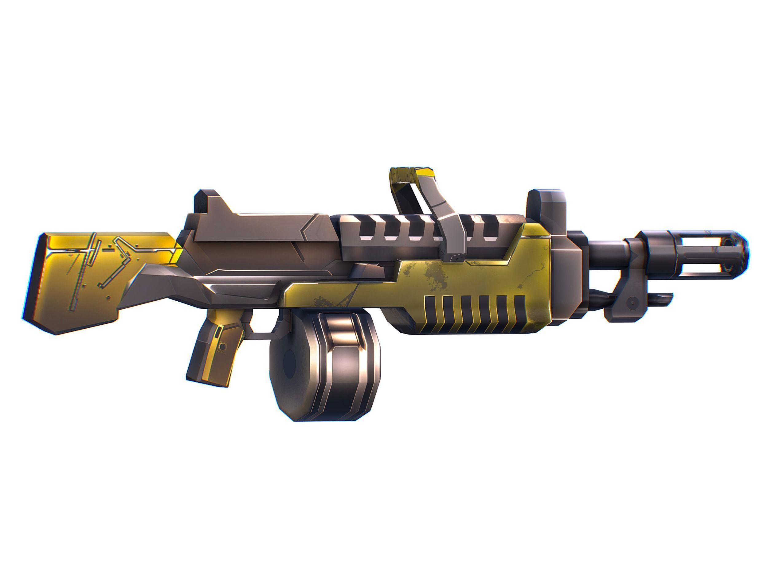 Cartoon Sci-Fi Cyborg Drone Heavy Machine Gunner Low-poly 3D model_73