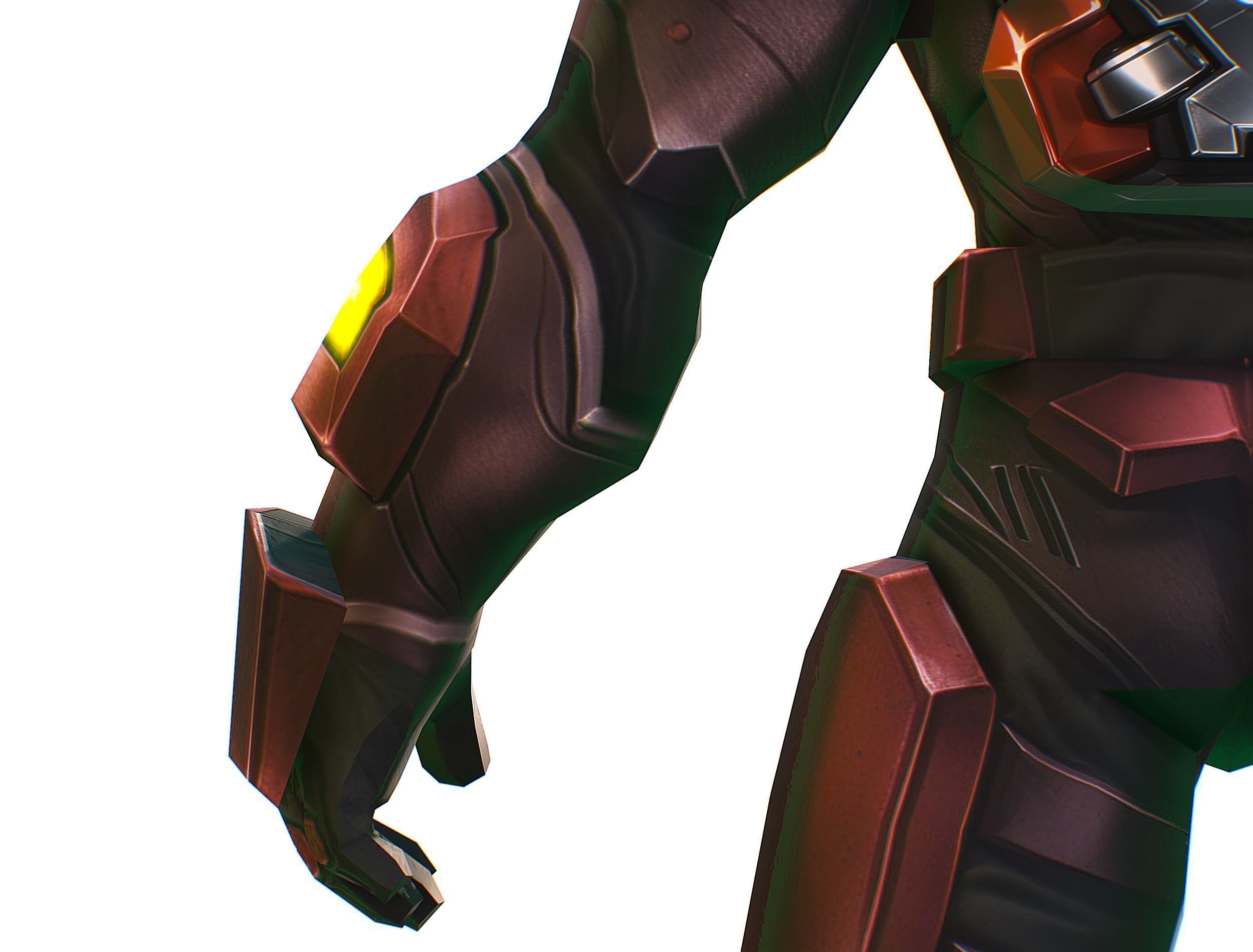 Cartoon Sci-Fi Cyborg Drone Heavy Machine Gunner Low-poly 3D model_28