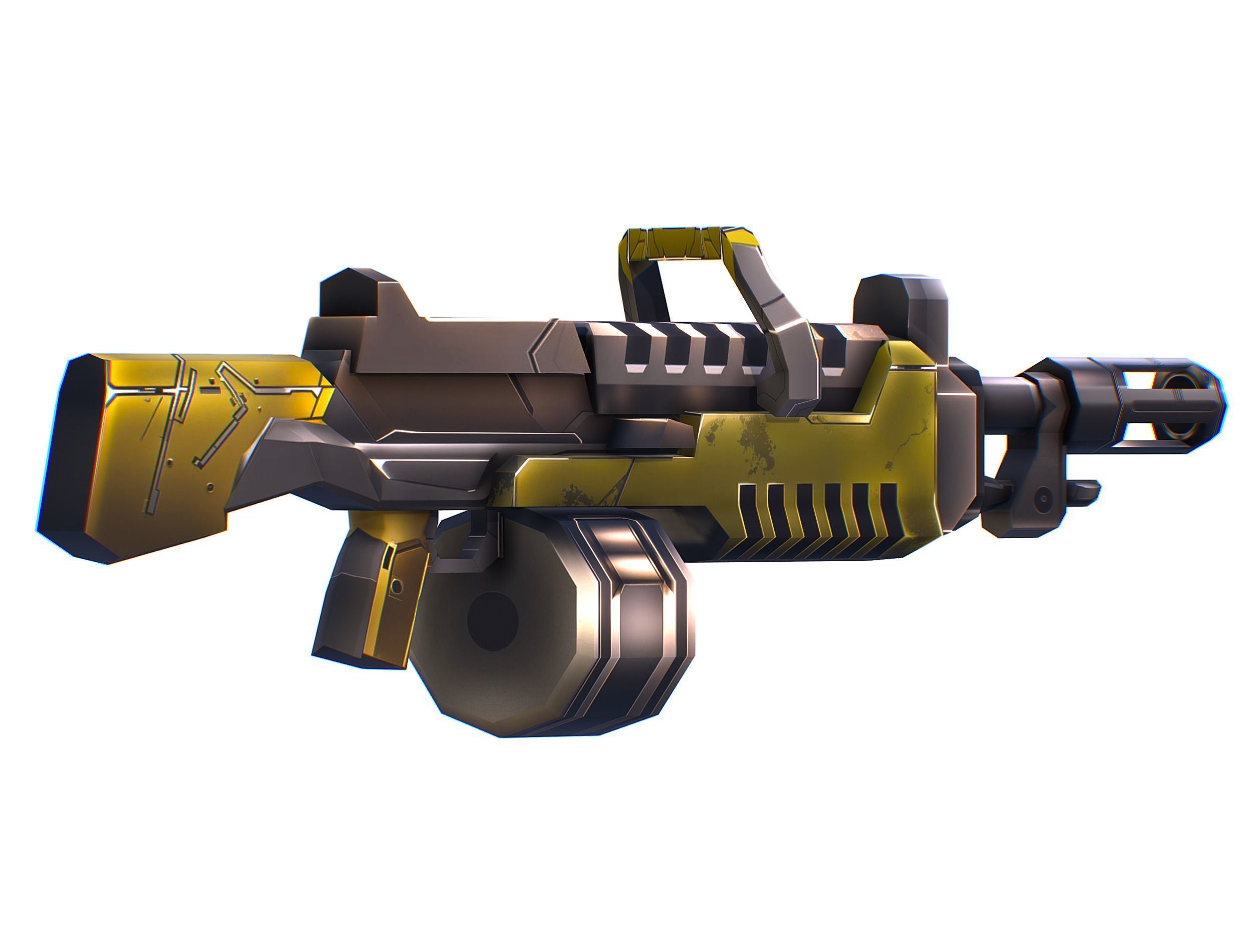 Cartoon Sci-Fi Cyborg Drone Heavy Machine Gunner Low-poly 3D model_72