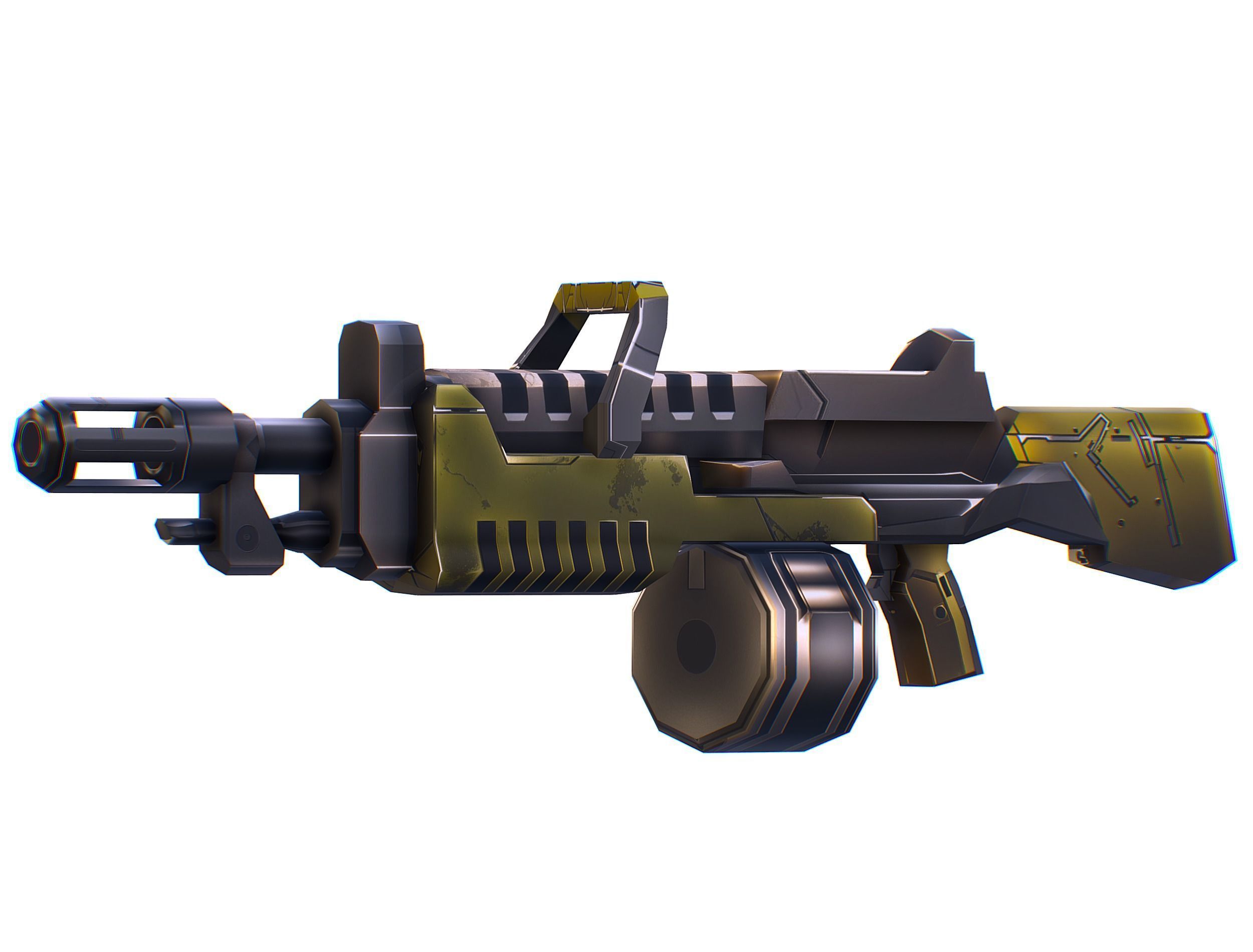 Cartoon Sci-Fi Cyborg Drone Heavy Machine Gunner Low-poly 3D model_64