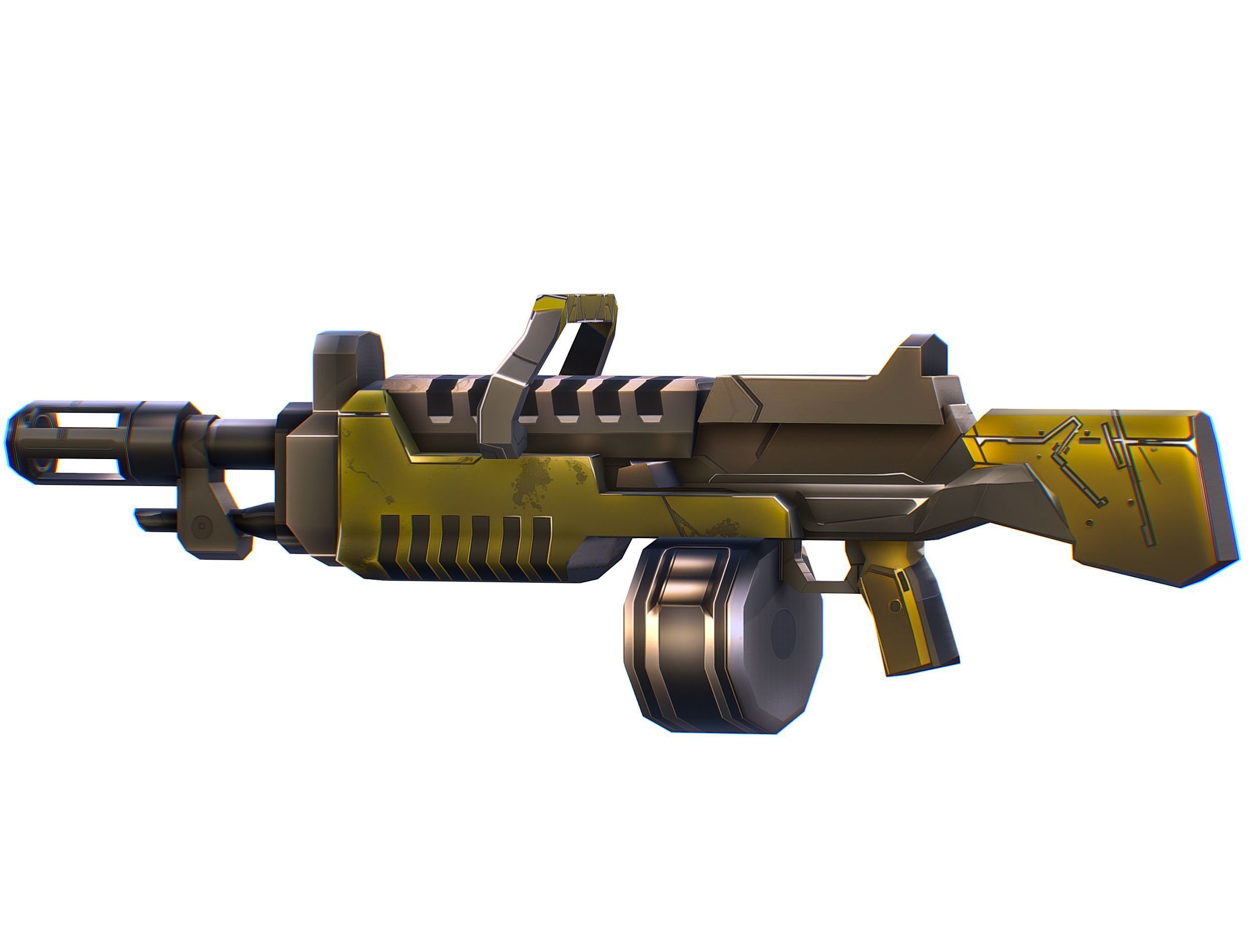 Cartoon Sci-Fi Cyborg Drone Heavy Machine Gunner Low-poly 3D model_66