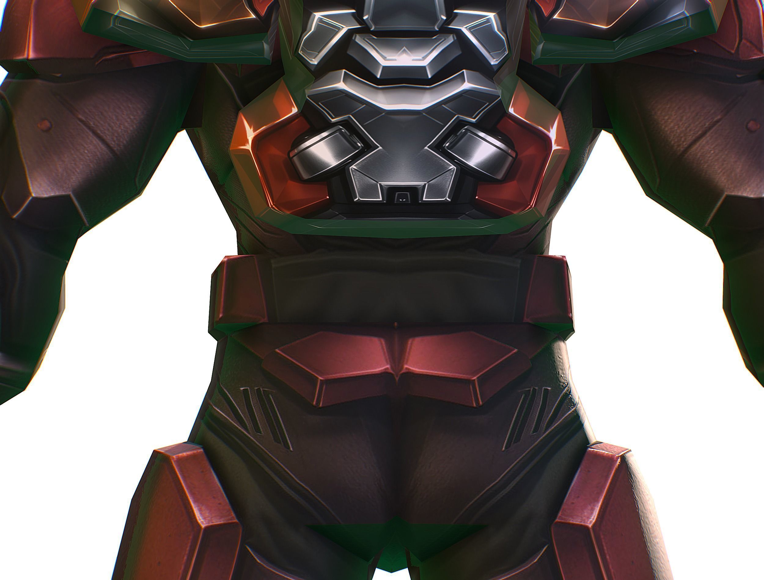 Cartoon Sci-Fi Cyborg Drone Heavy Machine Gunner Low-poly 3D model_27