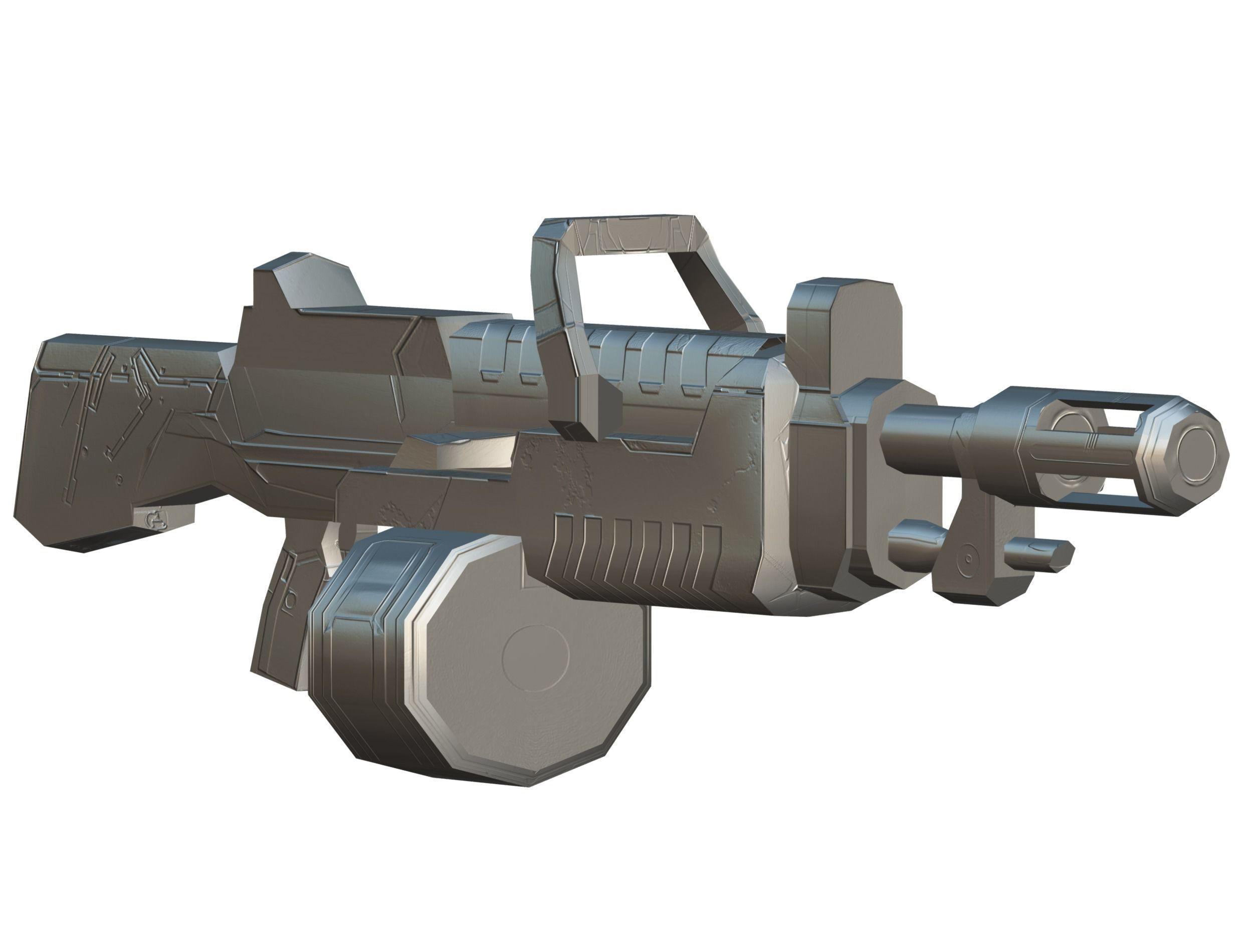 Cartoon Sci-Fi Cyborg Drone Heavy Machine Gunner Low-poly 3D model_76