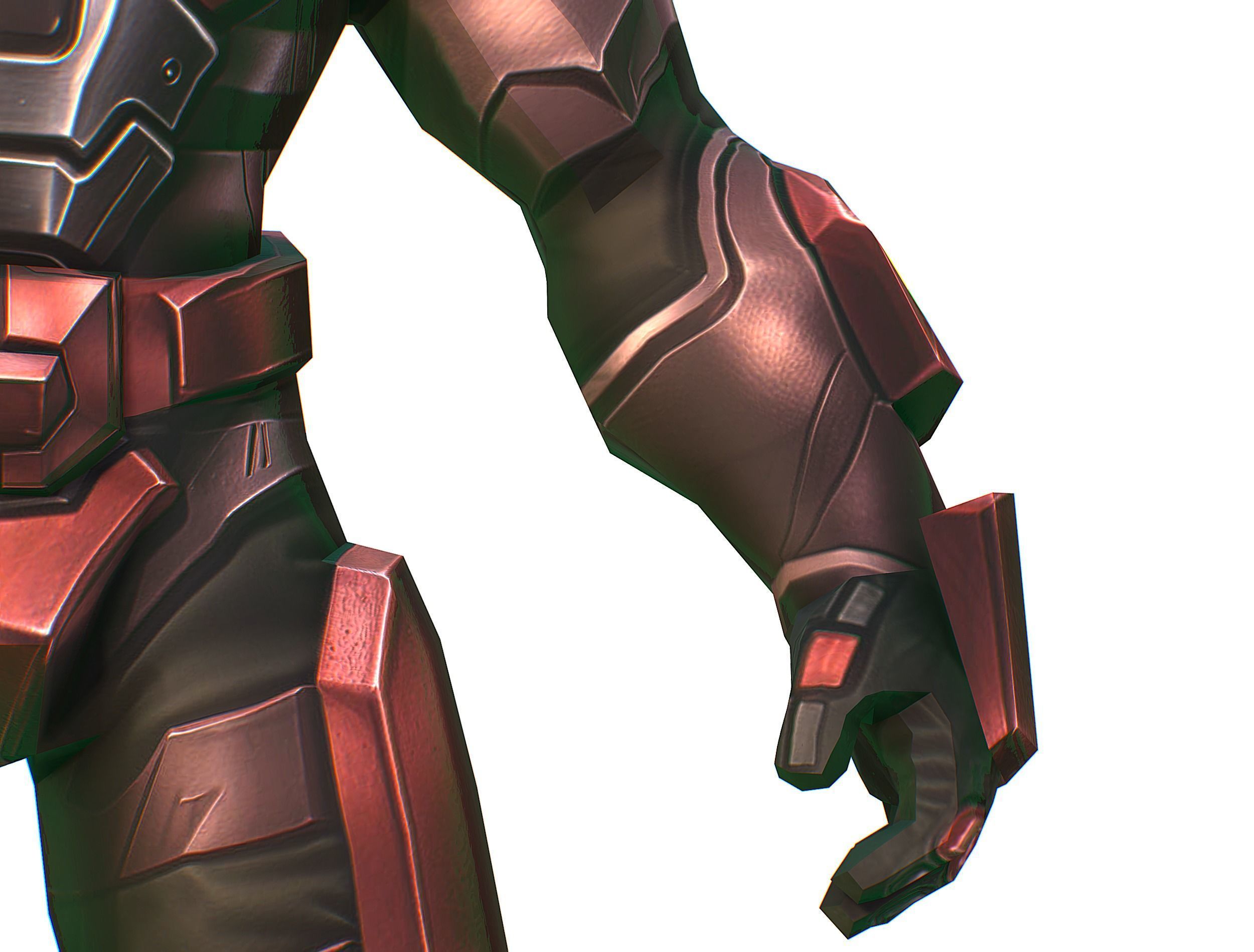 Cartoon Sci-Fi Cyborg Drone Heavy Machine Gunner Low-poly 3D model_22