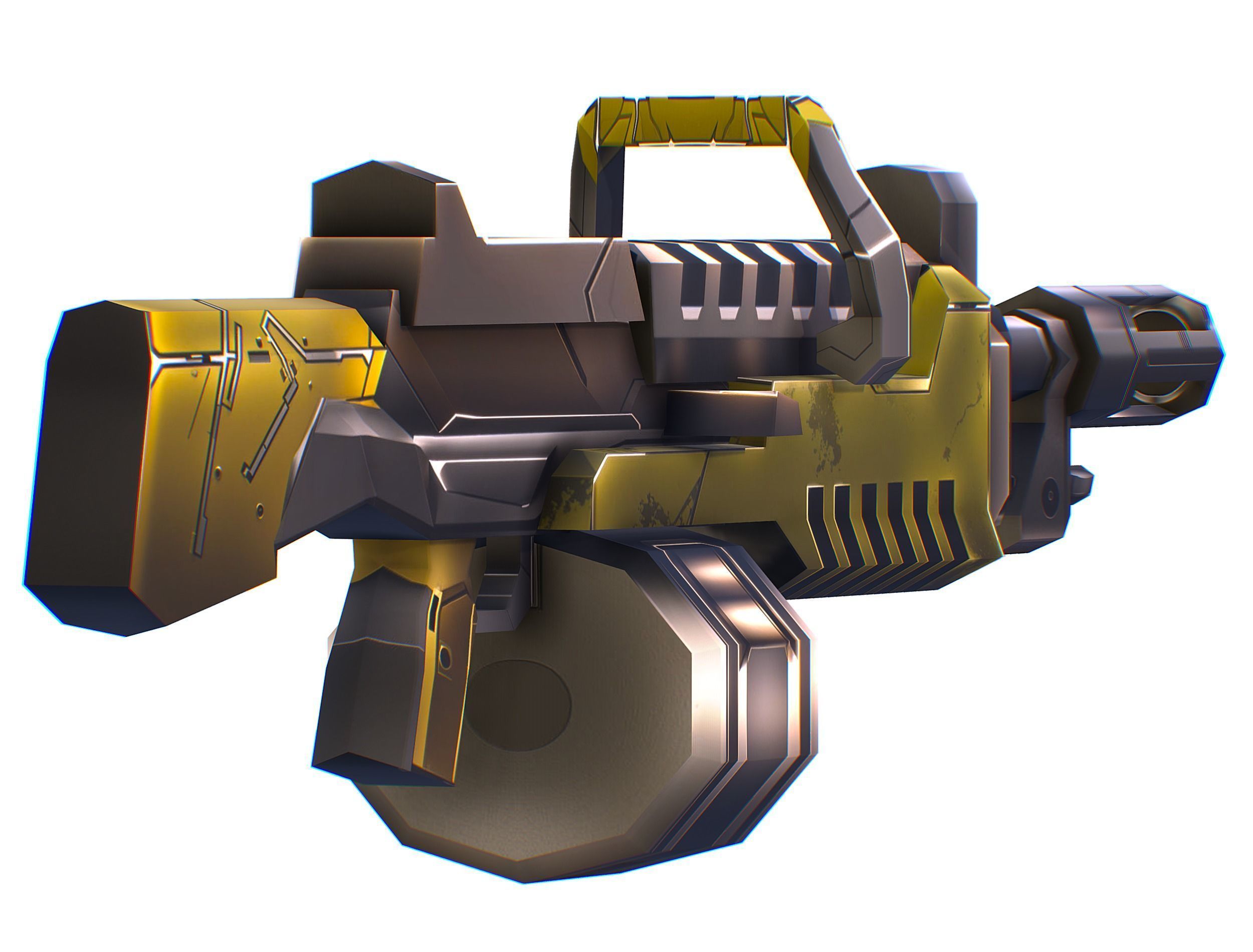 Cartoon Sci-Fi Cyborg Drone Heavy Machine Gunner Low-poly 3D model_71