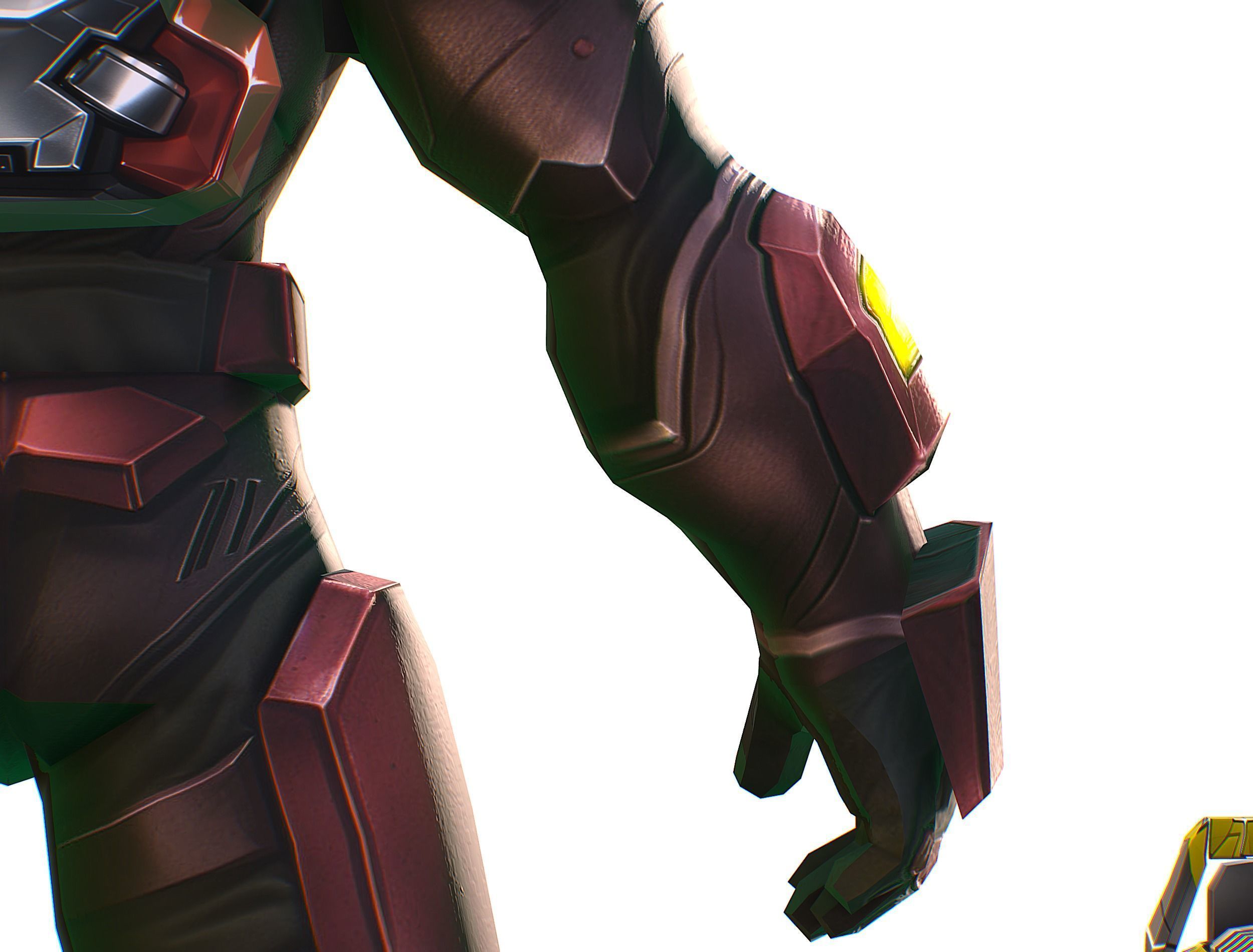 Cartoon Sci-Fi Cyborg Drone Heavy Machine Gunner Low-poly 3D model_29