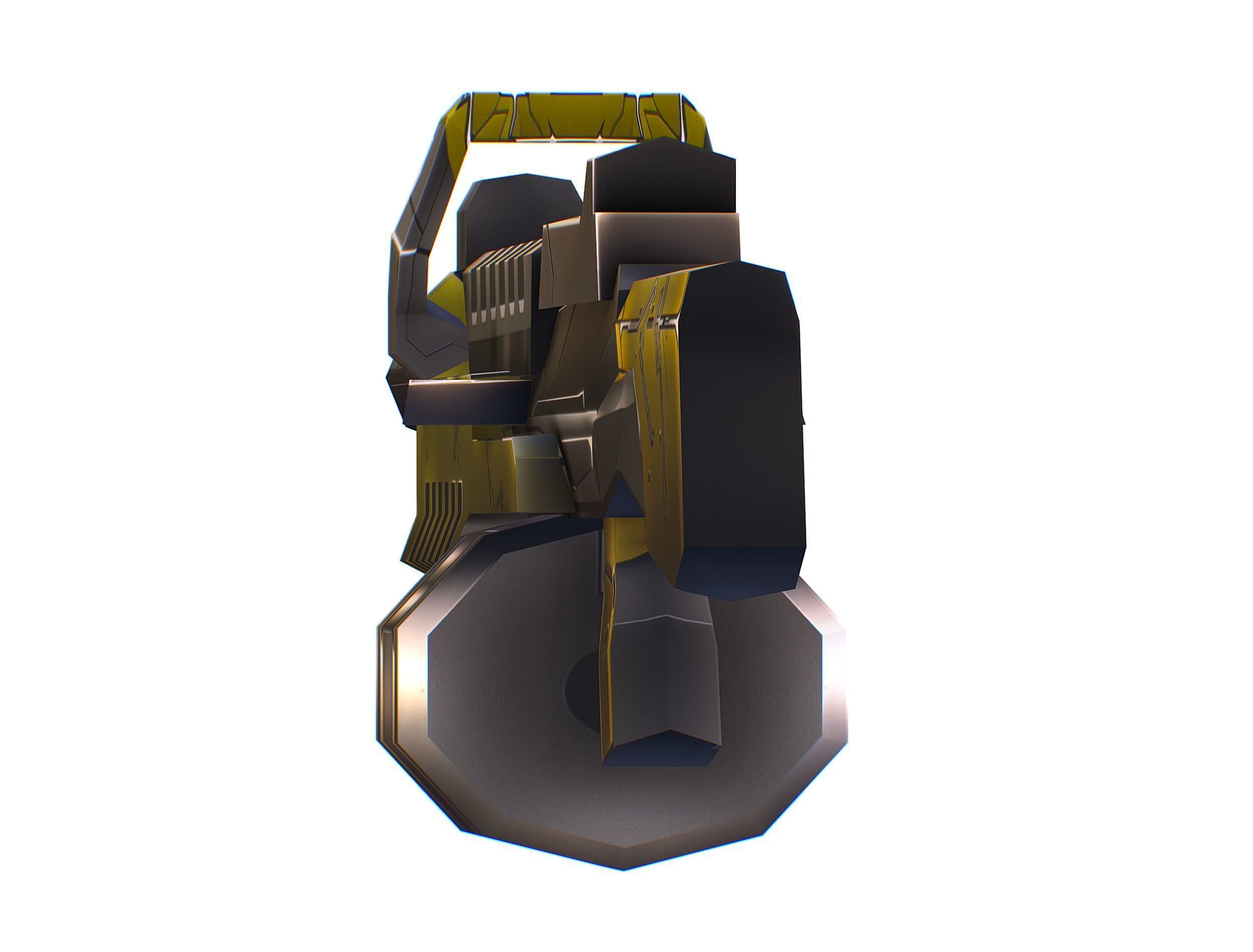 Cartoon Sci-Fi Cyborg Drone Heavy Machine Gunner Low-poly 3D model_69