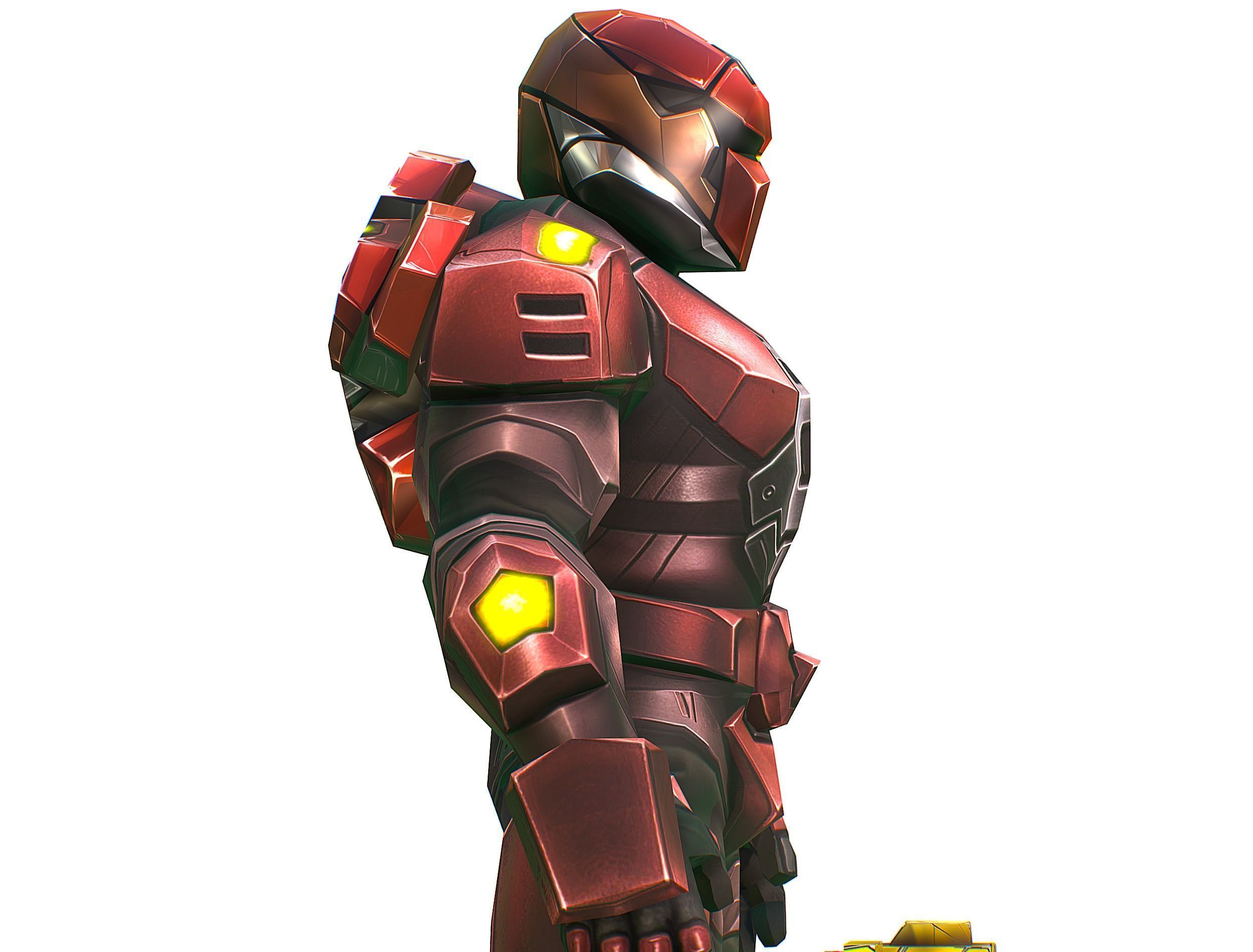 Cartoon Sci-Fi Cyborg Drone Heavy Machine Gunner Low-poly 3D model_33