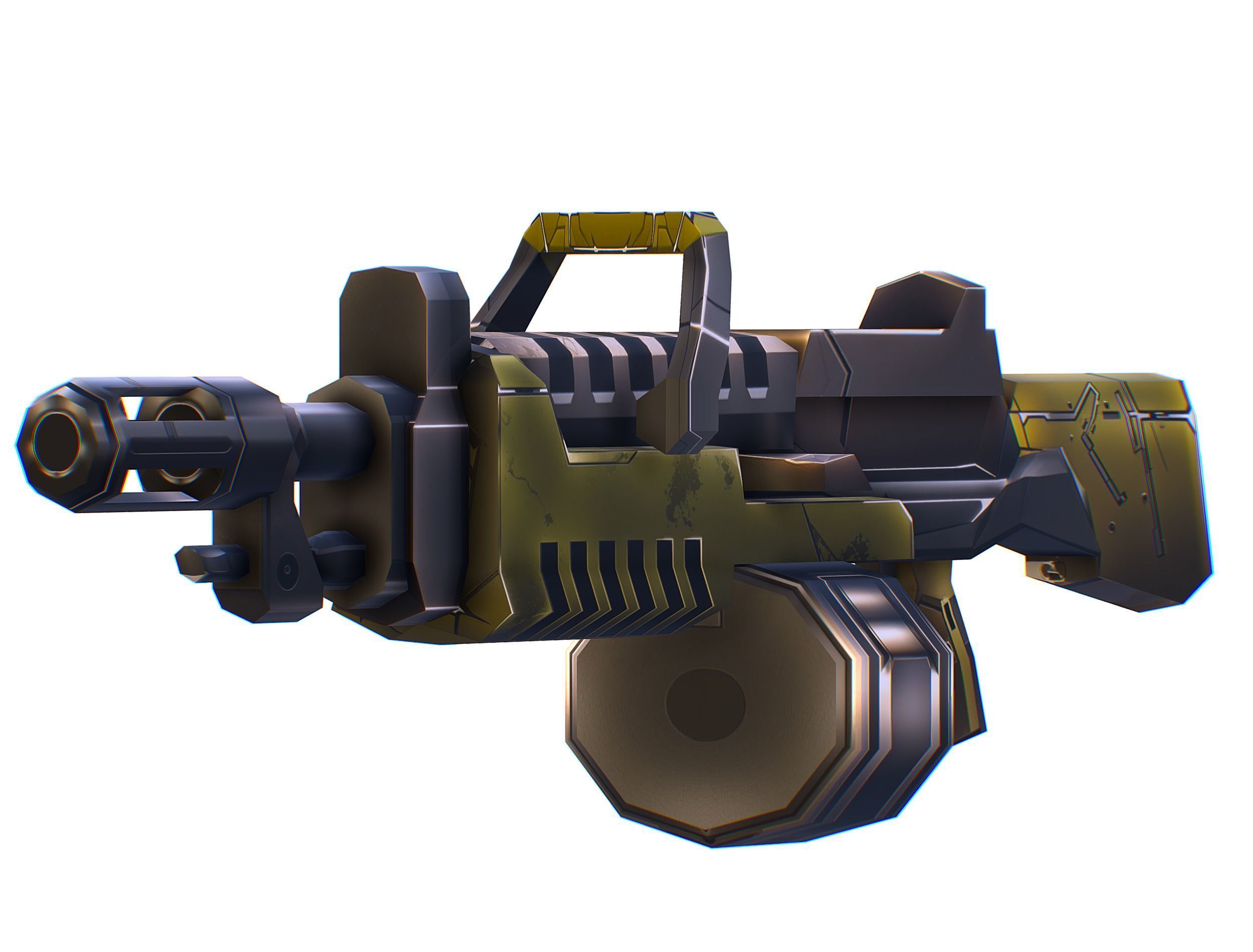 Cartoon Sci-Fi Cyborg Drone Heavy Machine Gunner Low-poly 3D model_63