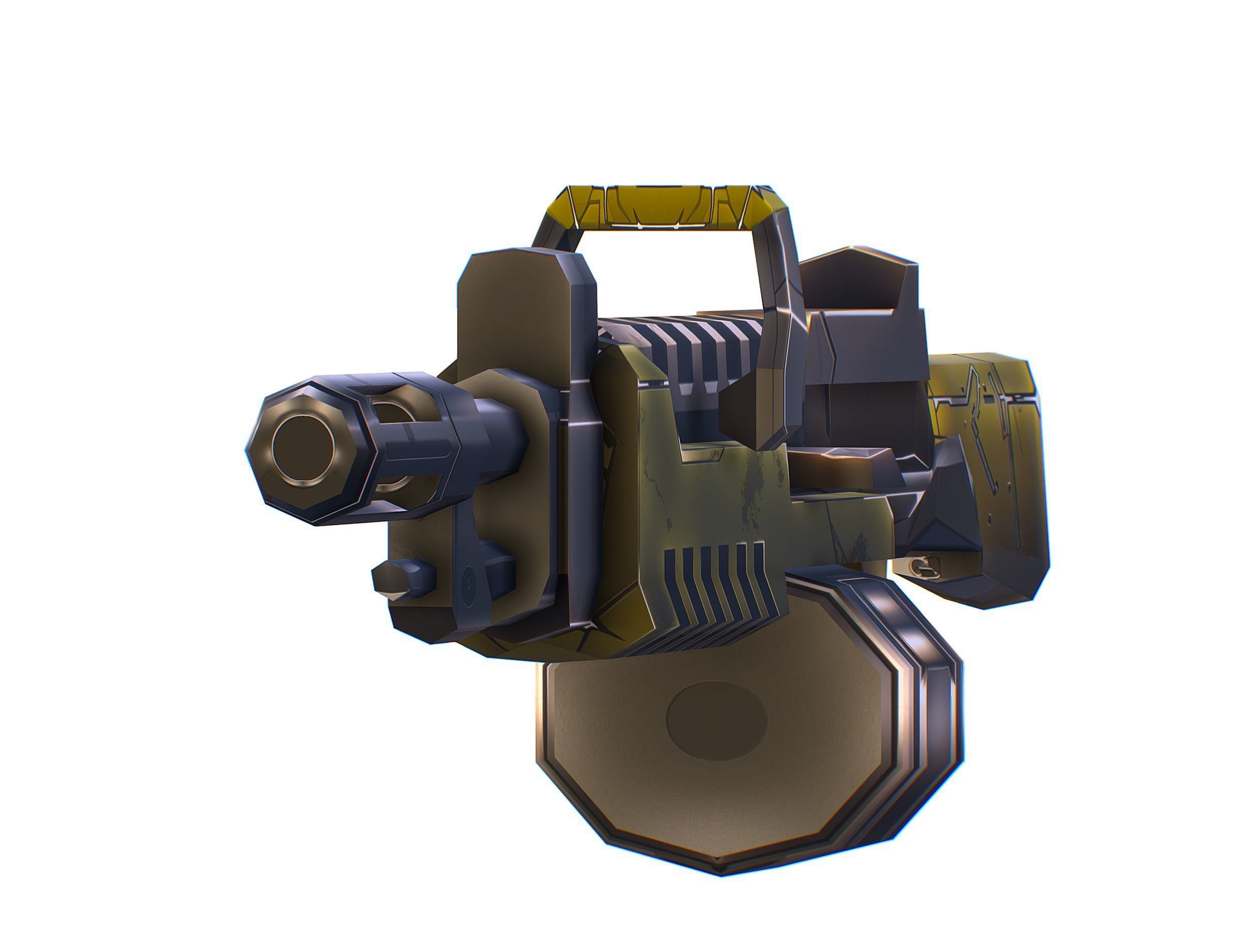 Cartoon Sci-Fi Cyborg Drone Heavy Machine Gunner Low-poly 3D model_62