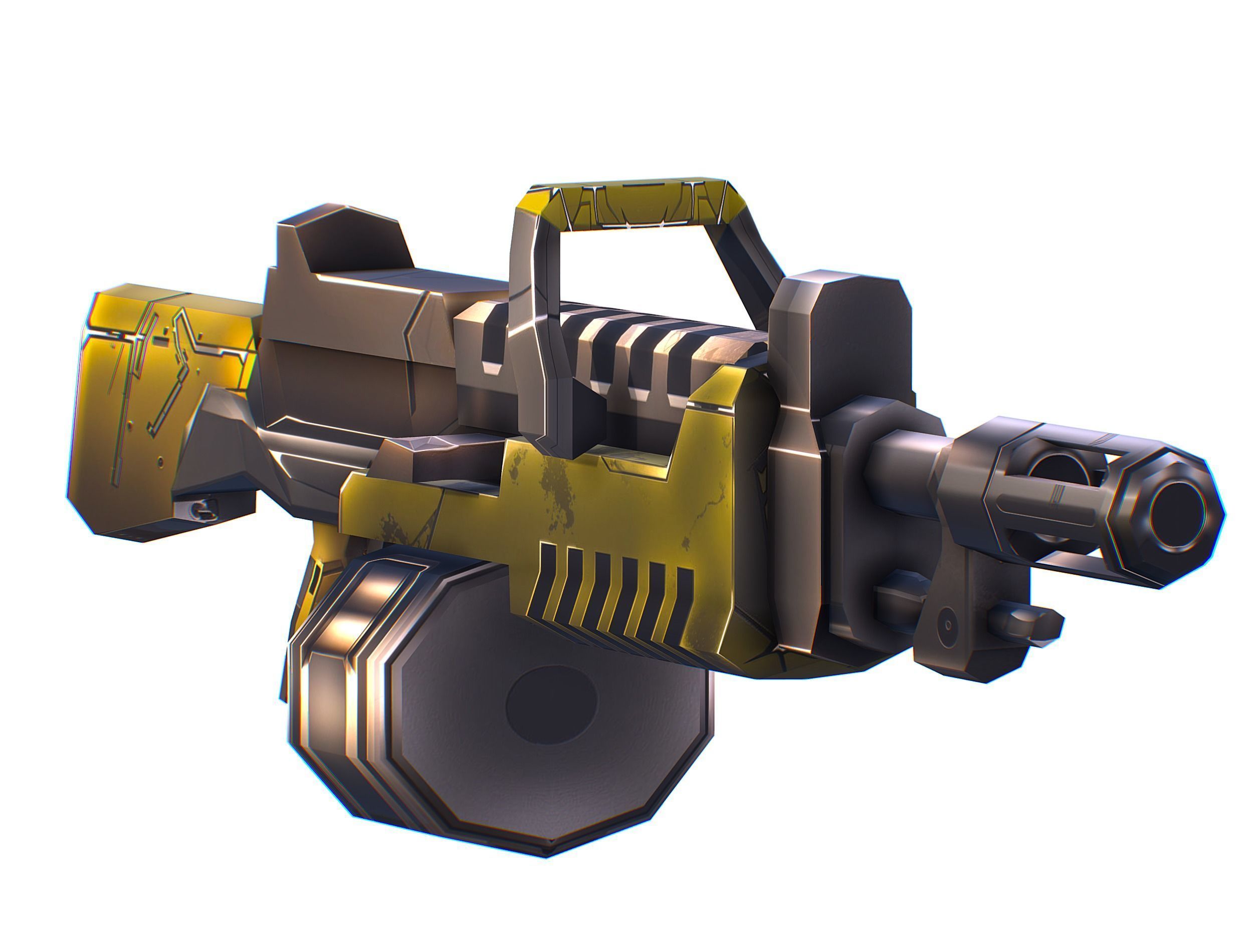 Cartoon Sci-Fi Cyborg Drone Heavy Machine Gunner Low-poly 3D model_58