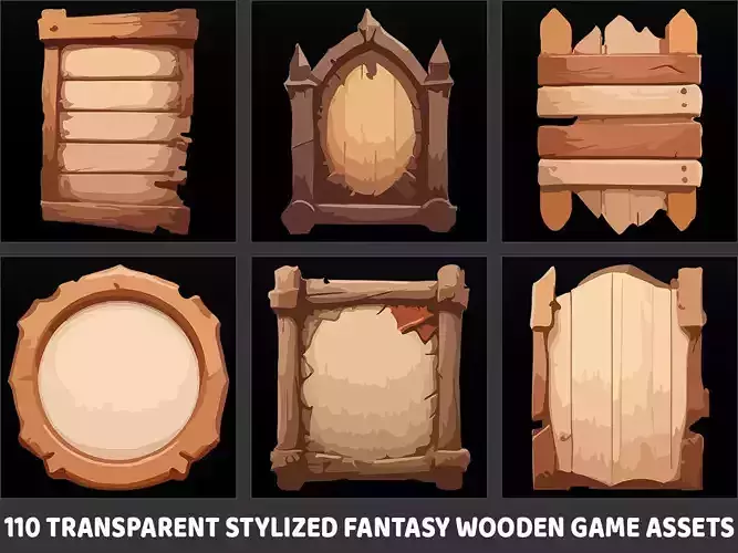 110 Wooden Planks and Boards 2D Game Assets