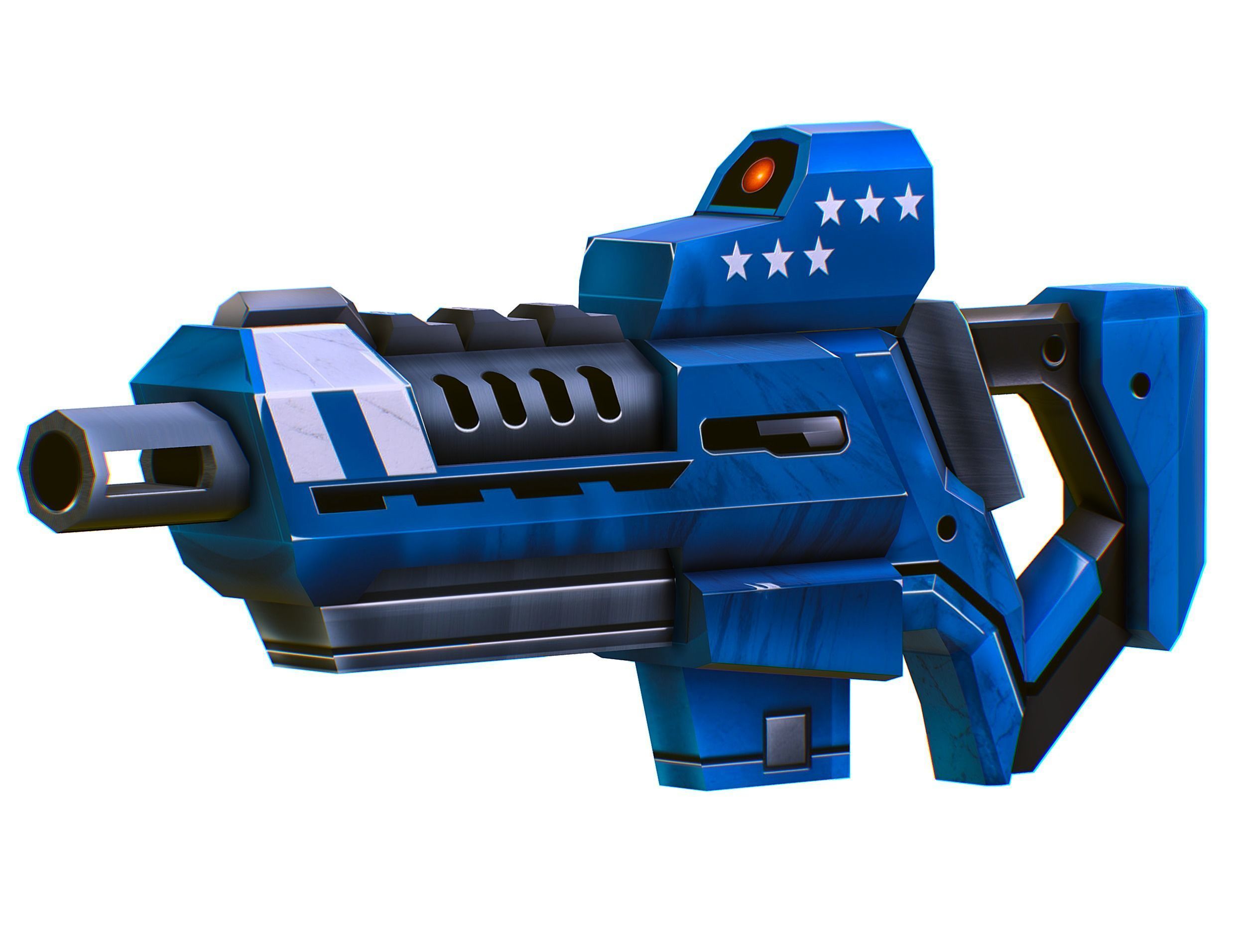 LowPoly Sci-Fi Cartoon Assault Rifle Future Low-poly 3D model_6