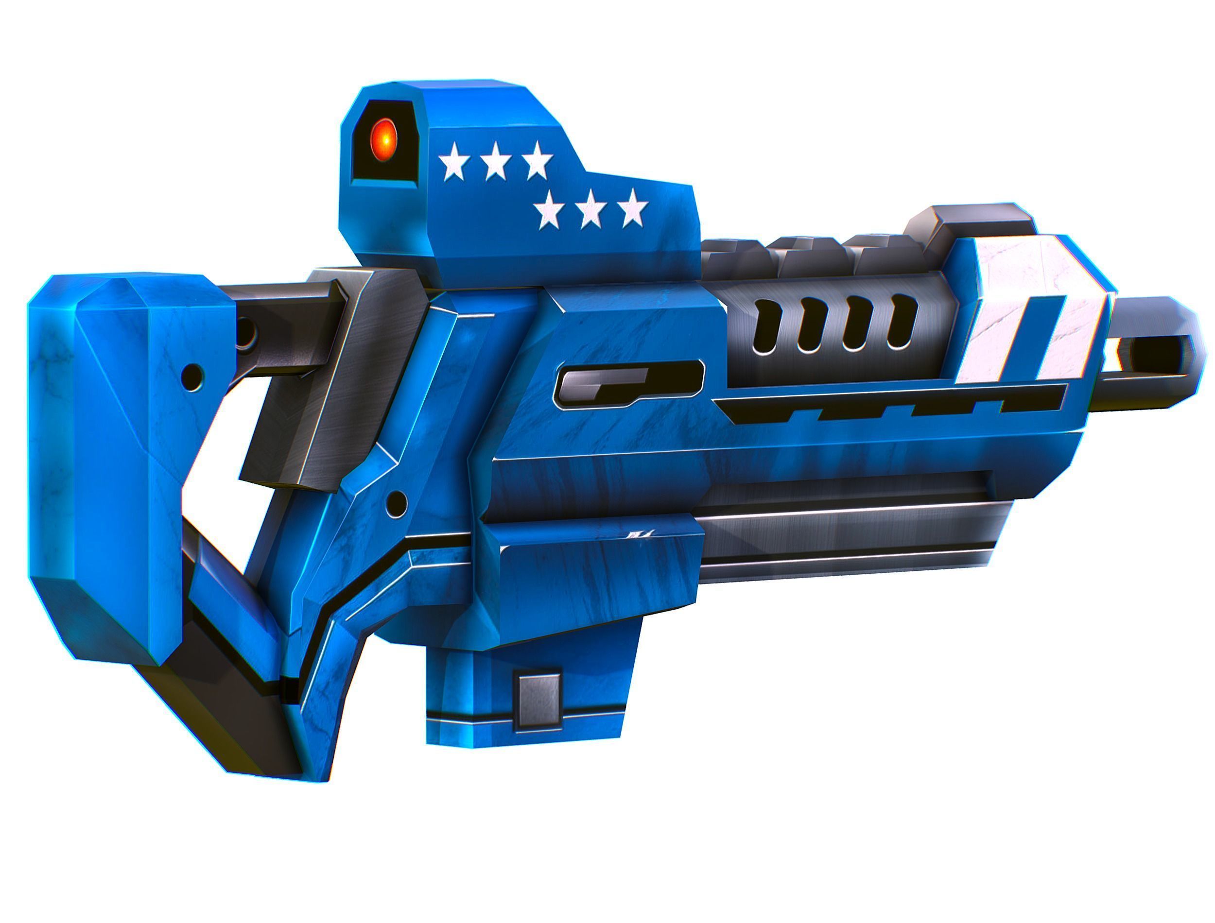 LowPoly Sci-Fi Cartoon Assault Rifle Future Low-poly 3D model_13