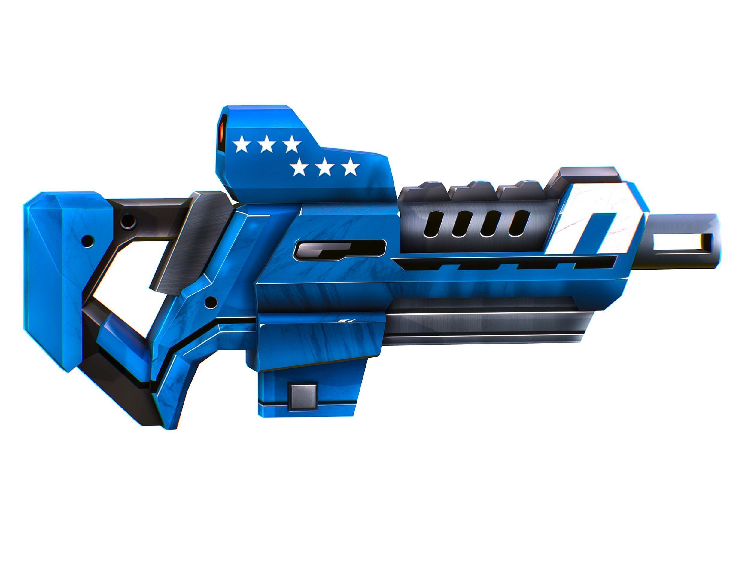 LowPoly Sci-Fi Cartoon Assault Rifle Future Low-poly 3D model_14