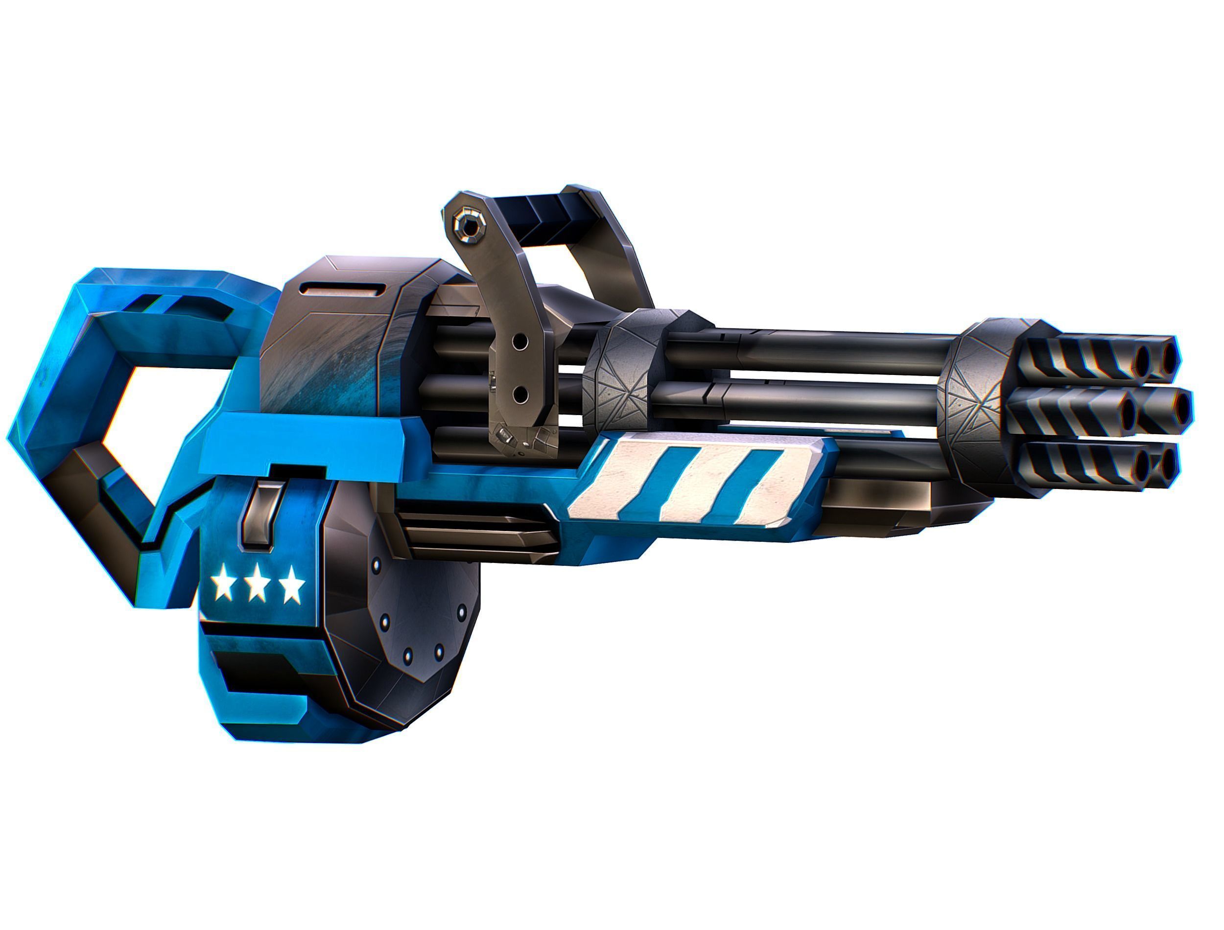 LowPoly Sci-Fi Assault Heavy Machine Gun Low-poly 3D model_16