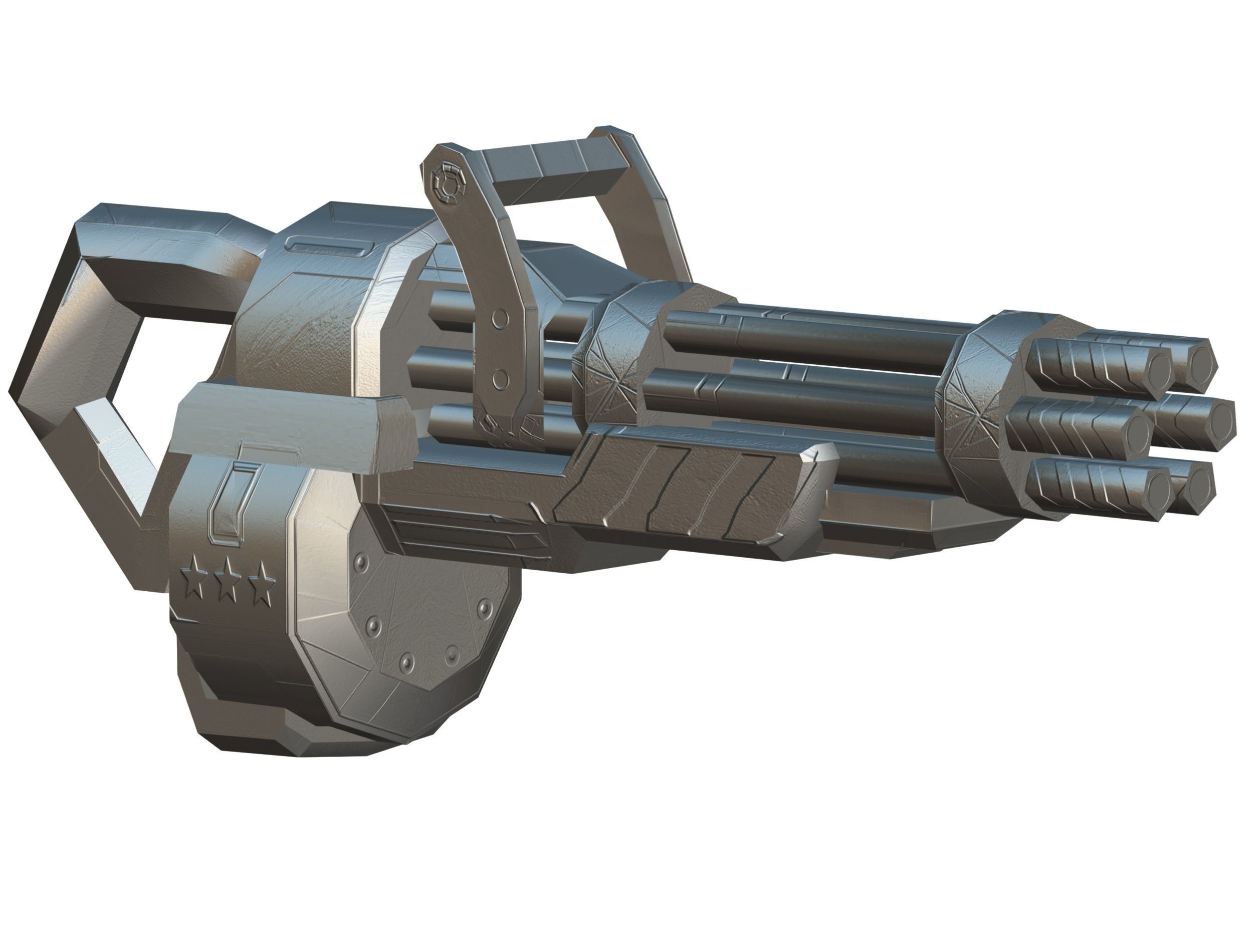 LowPoly Sci-Fi Assault Heavy Machine Gun Low-poly 3D model_31