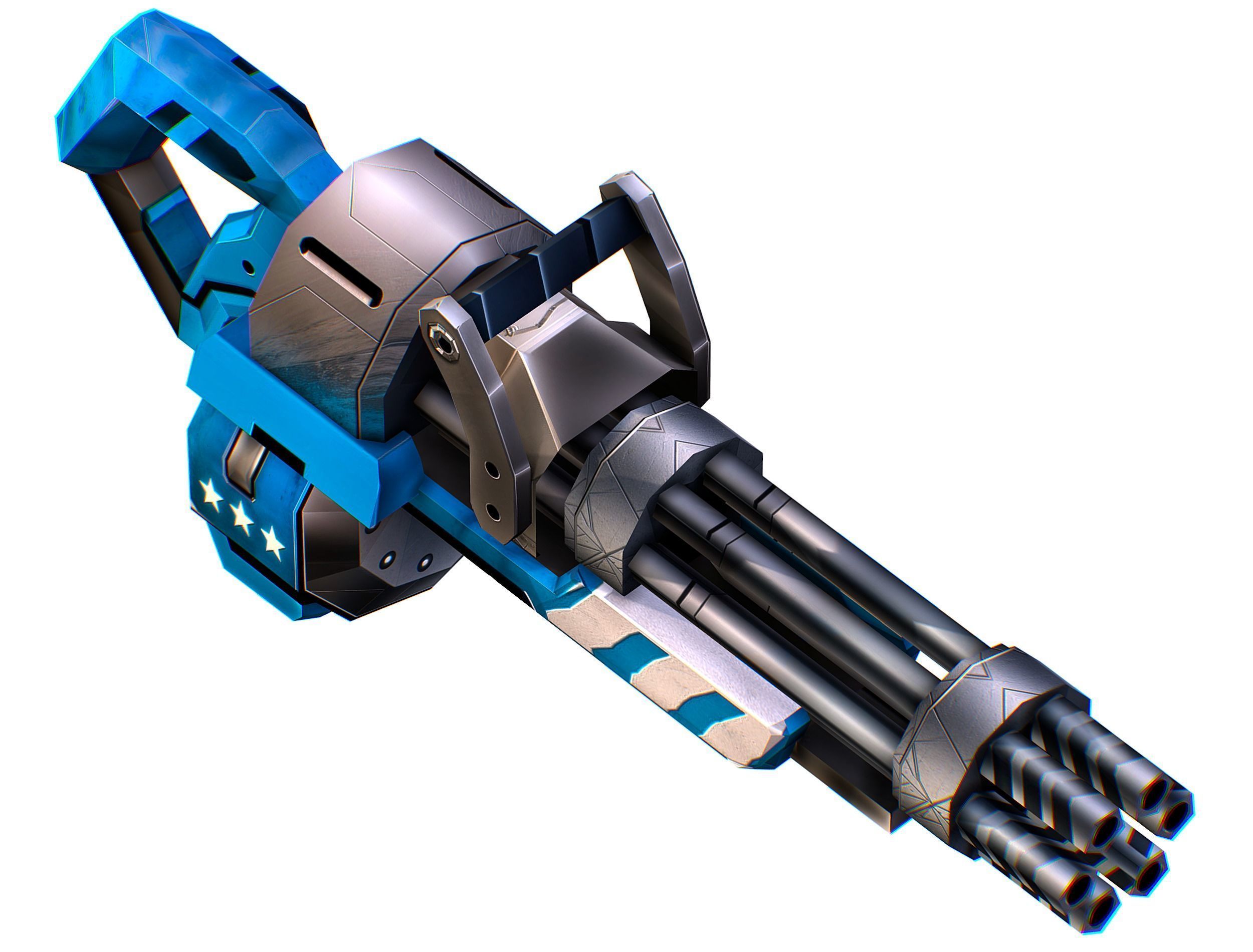 LowPoly Sci-Fi Assault Heavy Machine Gun Low-poly 3D model_19